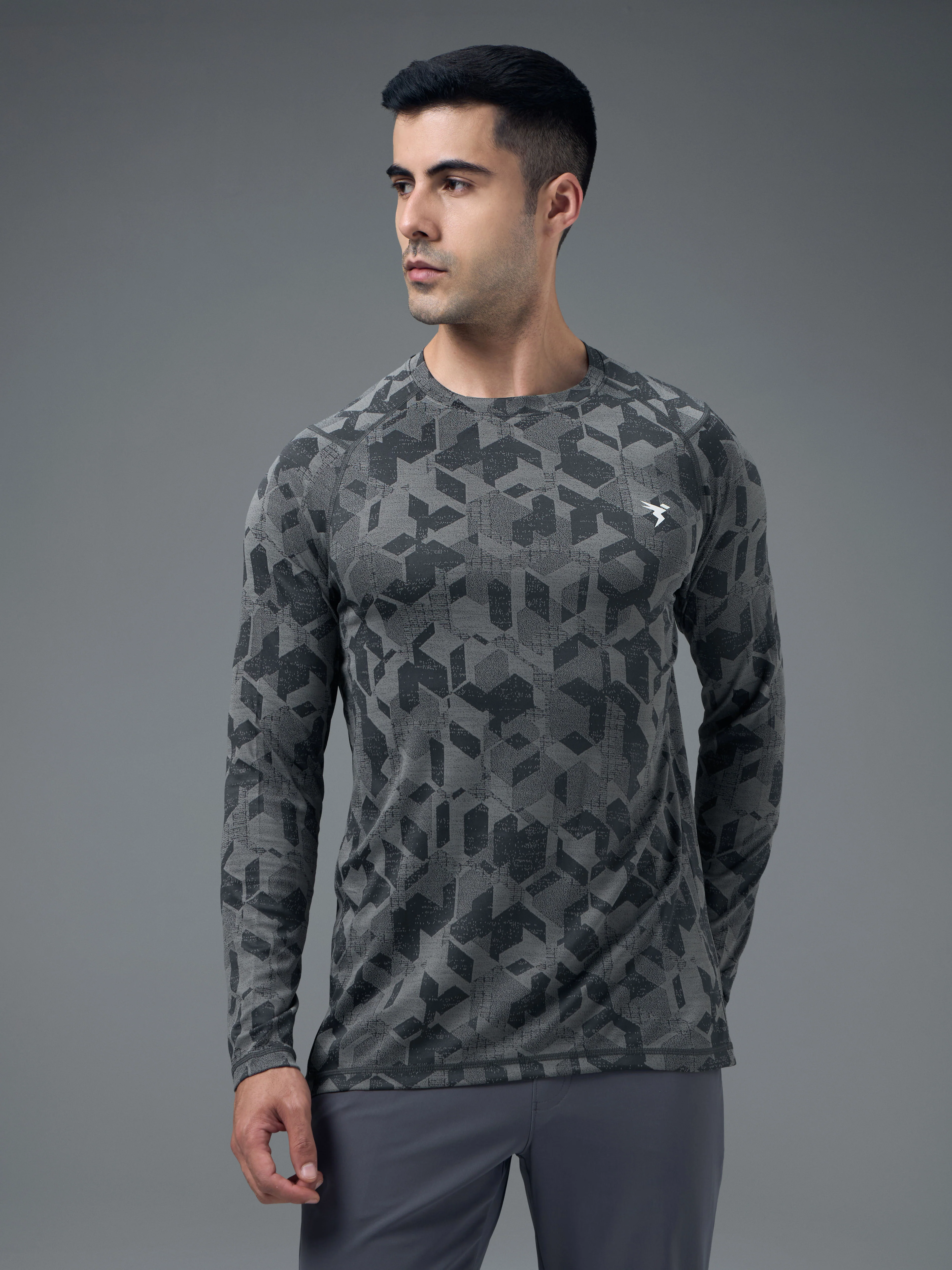 Men Jacquard Slim Fit Round Neck T-shirt with DOUBLE COOL - Image 2
