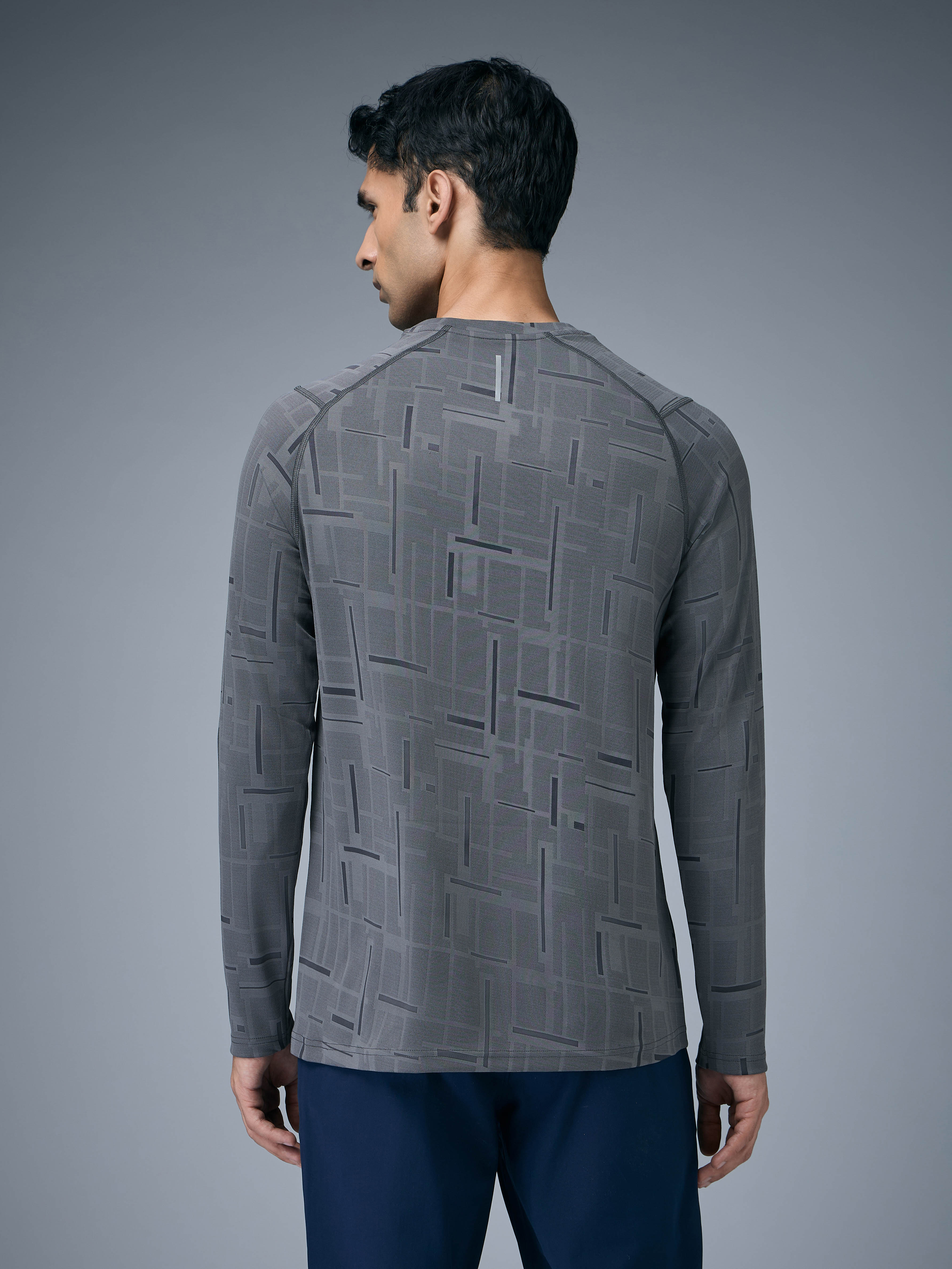 Men Jacquard Slim Fit Round Neck T-shirt with DOUBLE COOL - Image 3