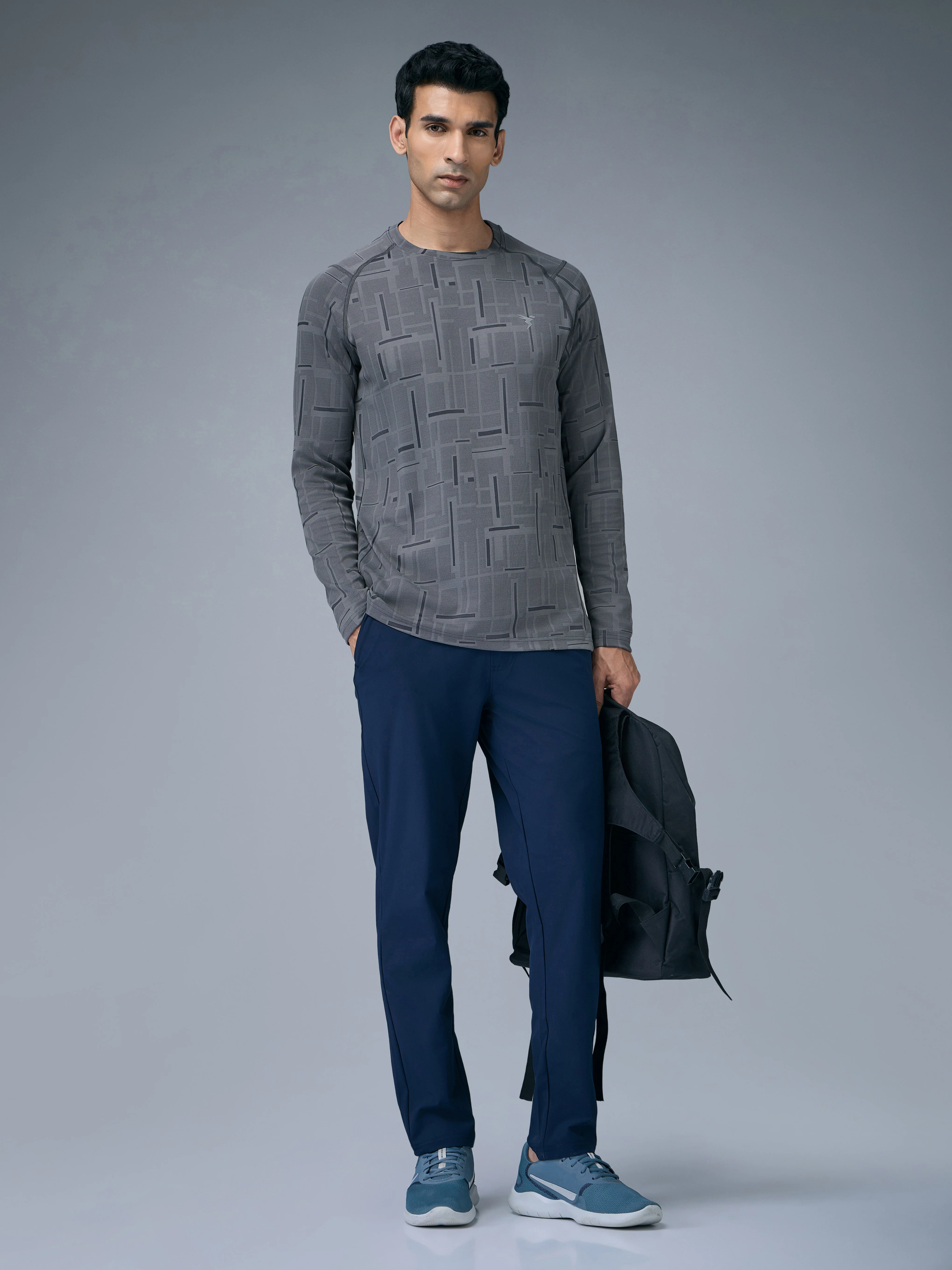 Men Jacquard Slim Fit Round Neck T-shirt with DOUBLE COOL - Image 5
