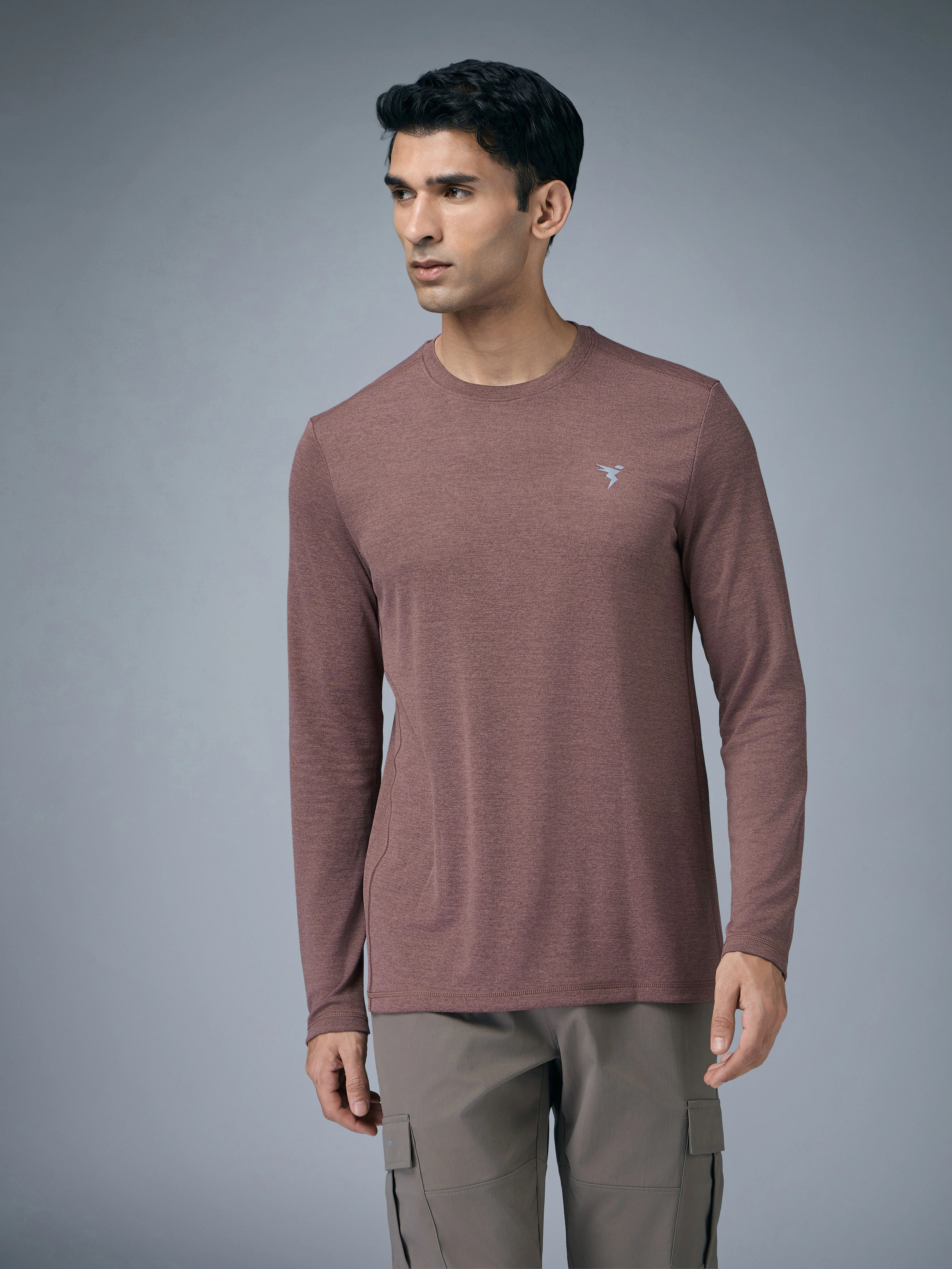 Men Melange Slim Fit Crew Neck T-shirt with DOUBLE COOL - Image 2