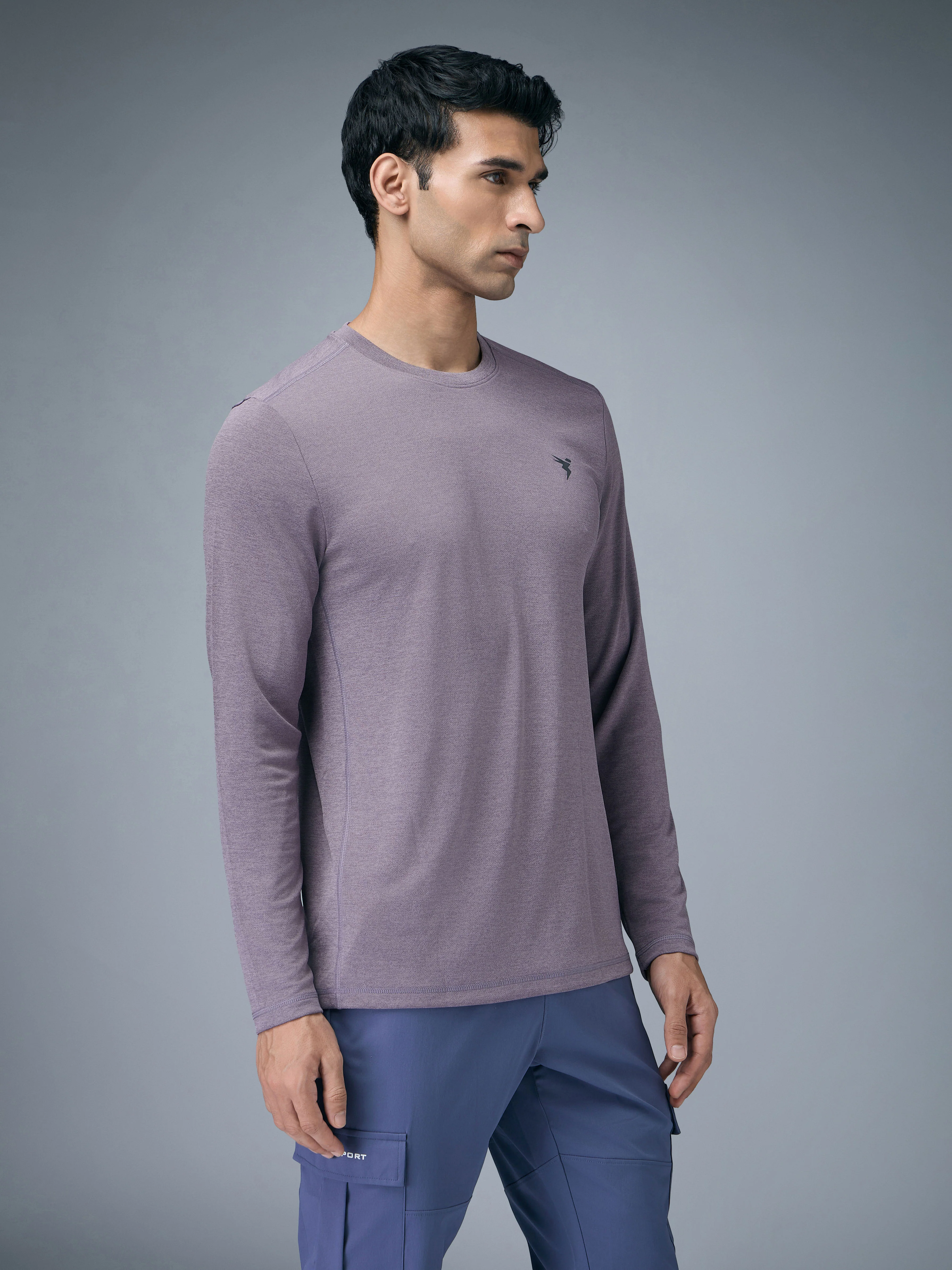 Men Melange Slim Fit Crew Neck T-shirt with DOUBLE COOL - Image 4