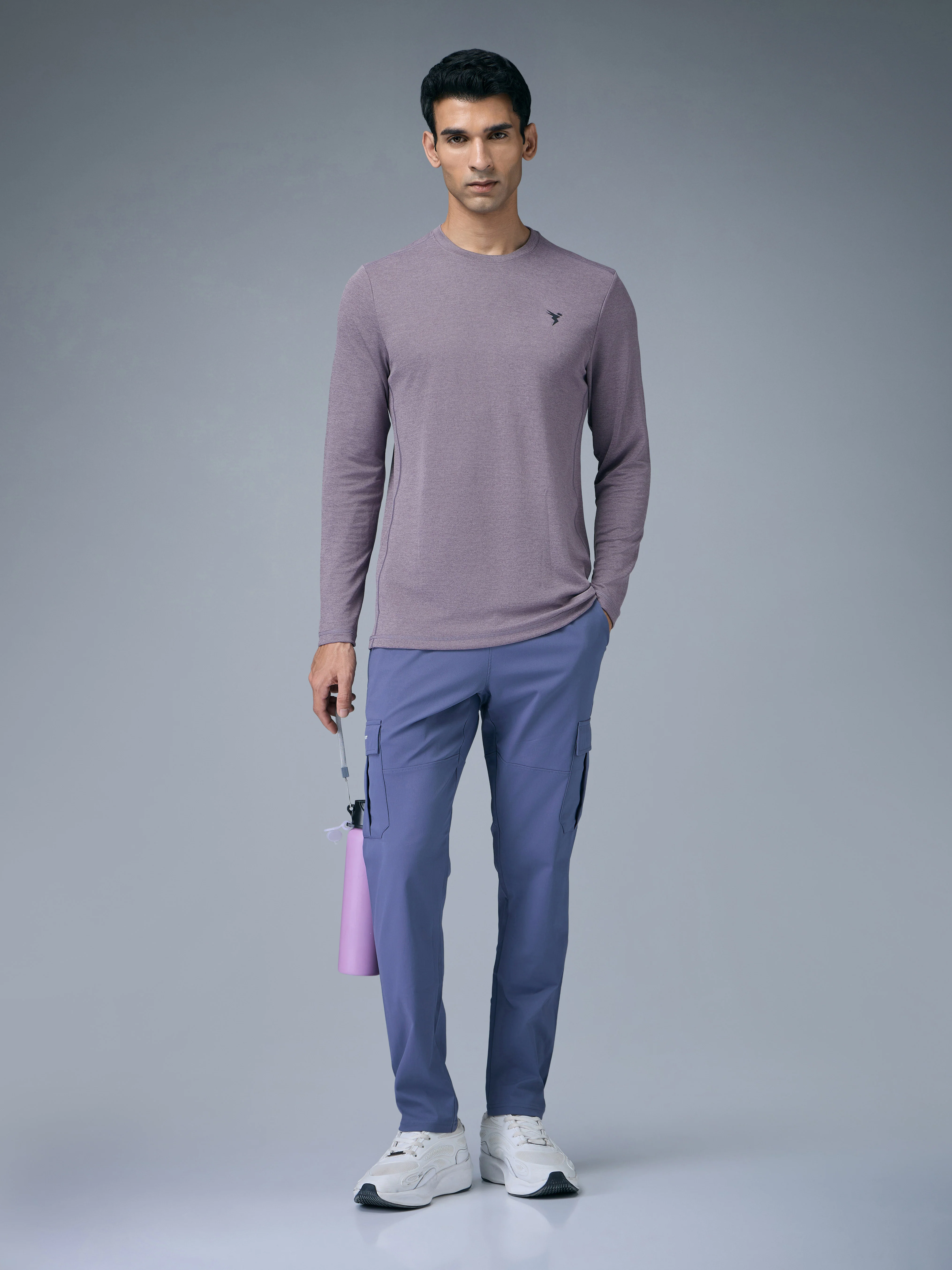 Men Melange Slim Fit Crew Neck T-shirt with DOUBLE COOL - Image 5