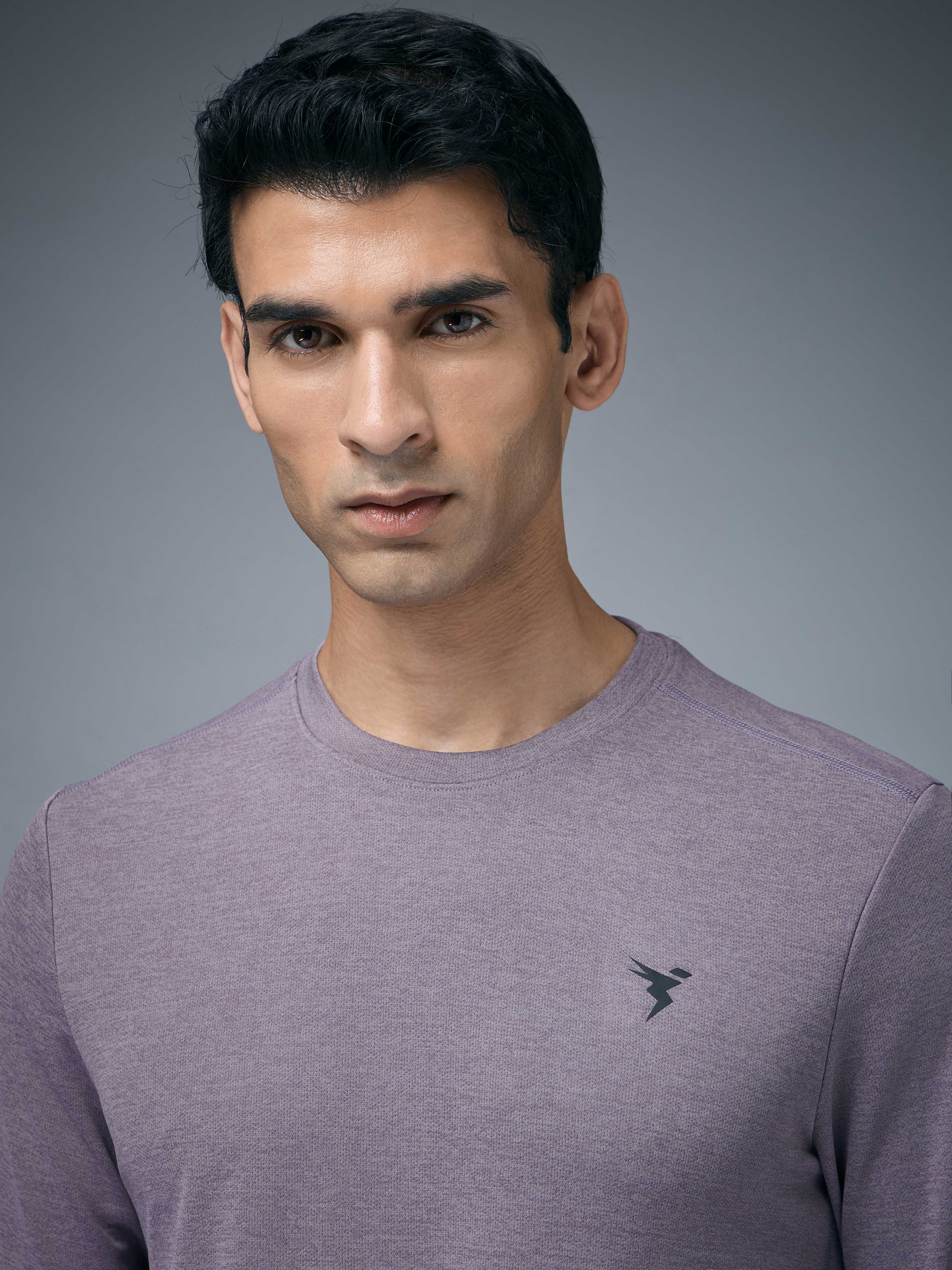 Men Melange Slim Fit Crew Neck T-shirt with DOUBLE COOL - Image 6
