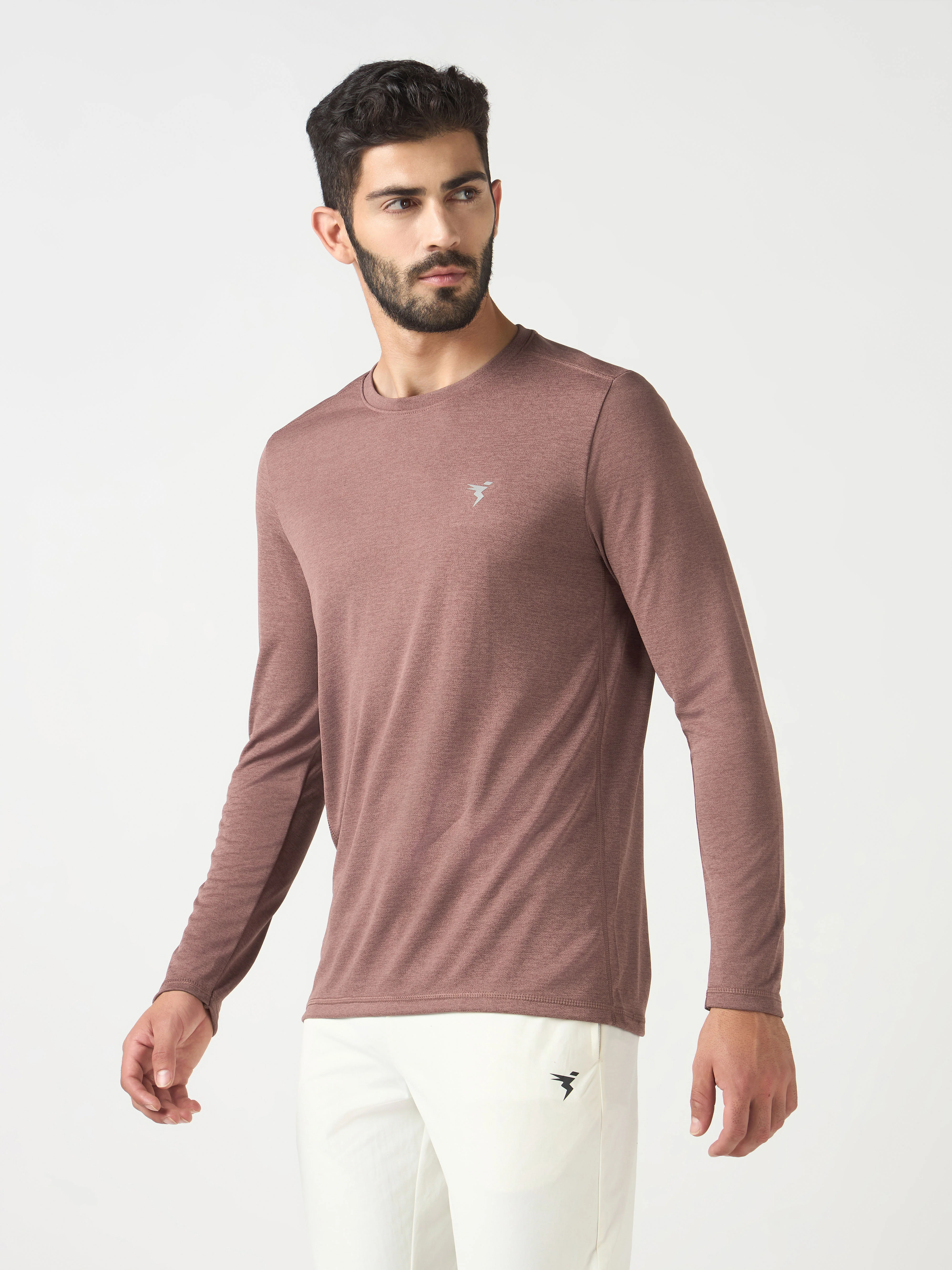 Men Melange Slim Fit Crew Neck T-shirt with DOUBLE COOL - Image 4