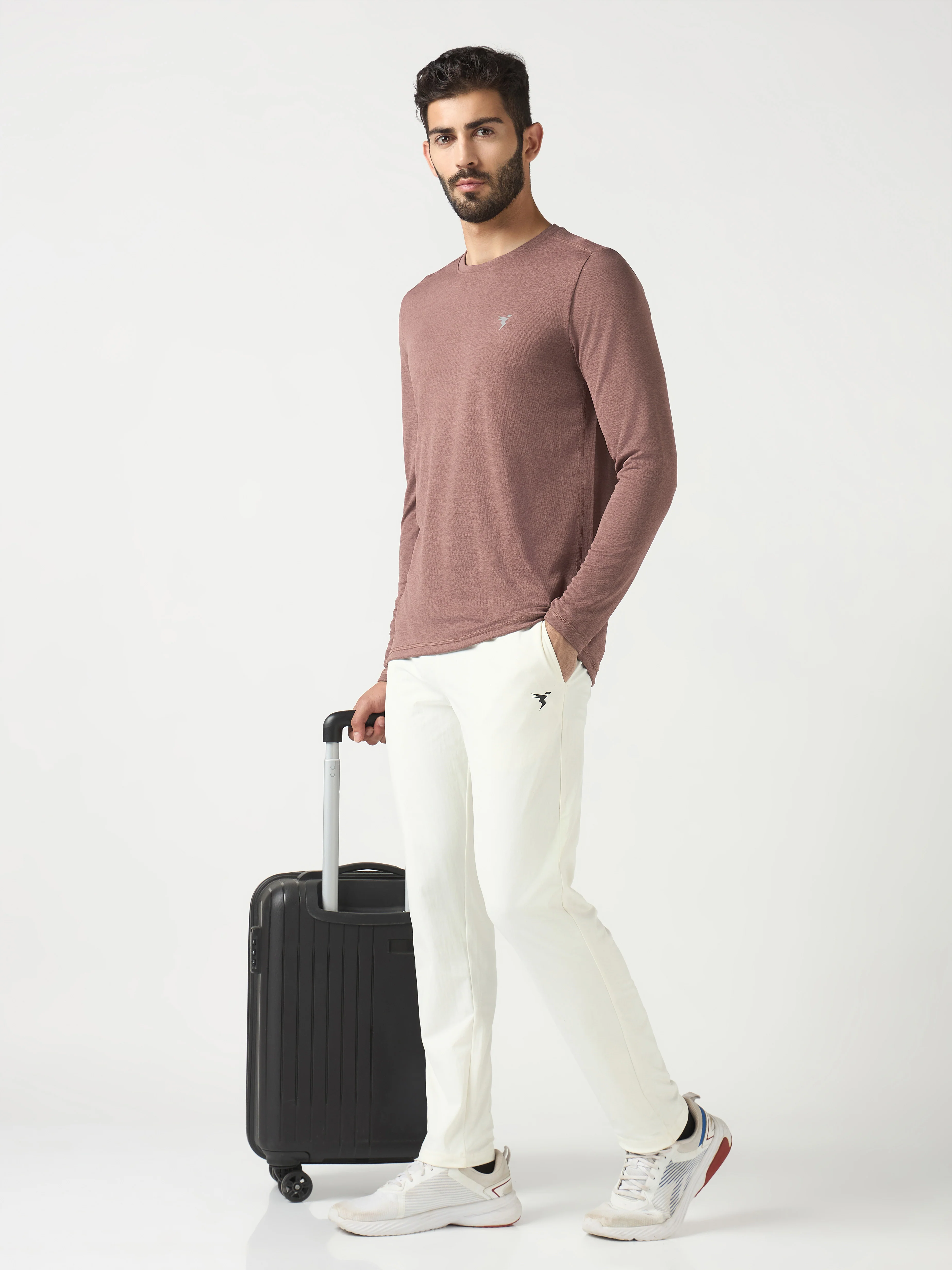 Men Melange Slim Fit Crew Neck T-shirt with DOUBLE COOL - Image 5