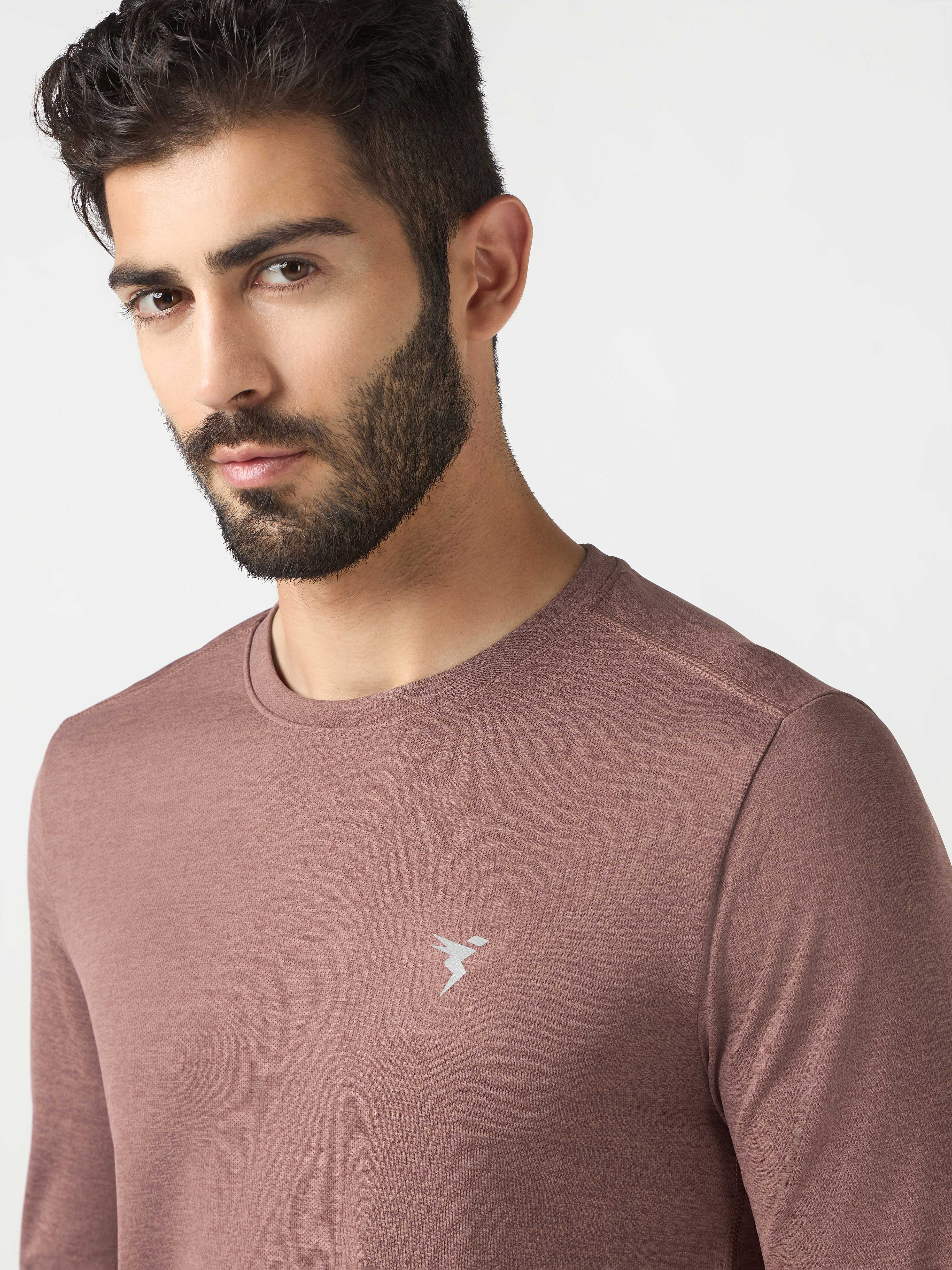 Men Melange Slim Fit Crew Neck T-shirt with DOUBLE COOL - Image 6