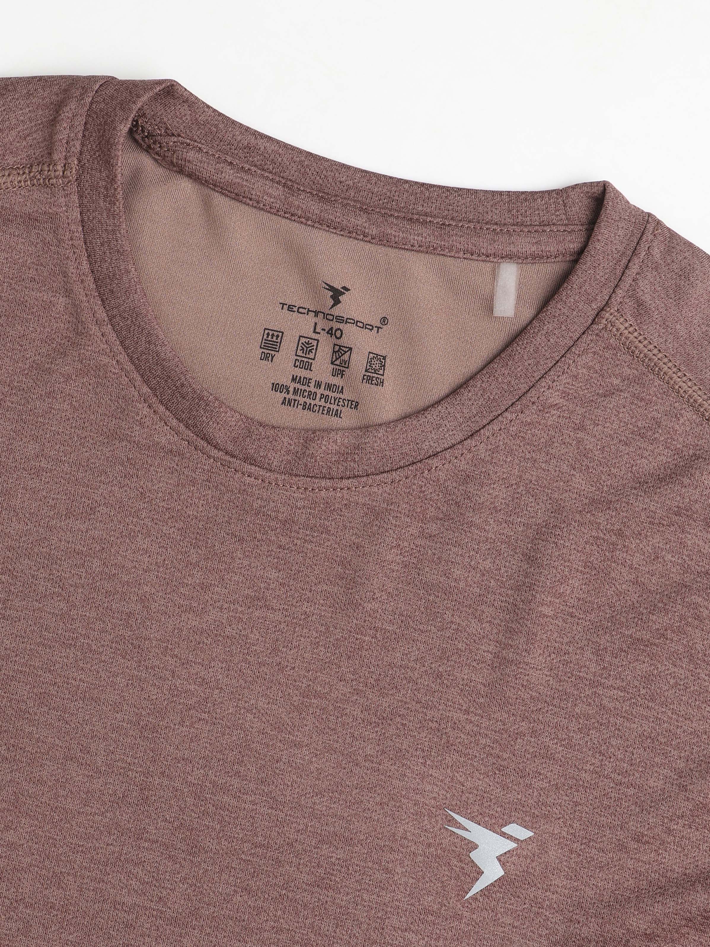 Men Melange Slim Fit Crew Neck T-shirt with DOUBLE COOL - Image 7
