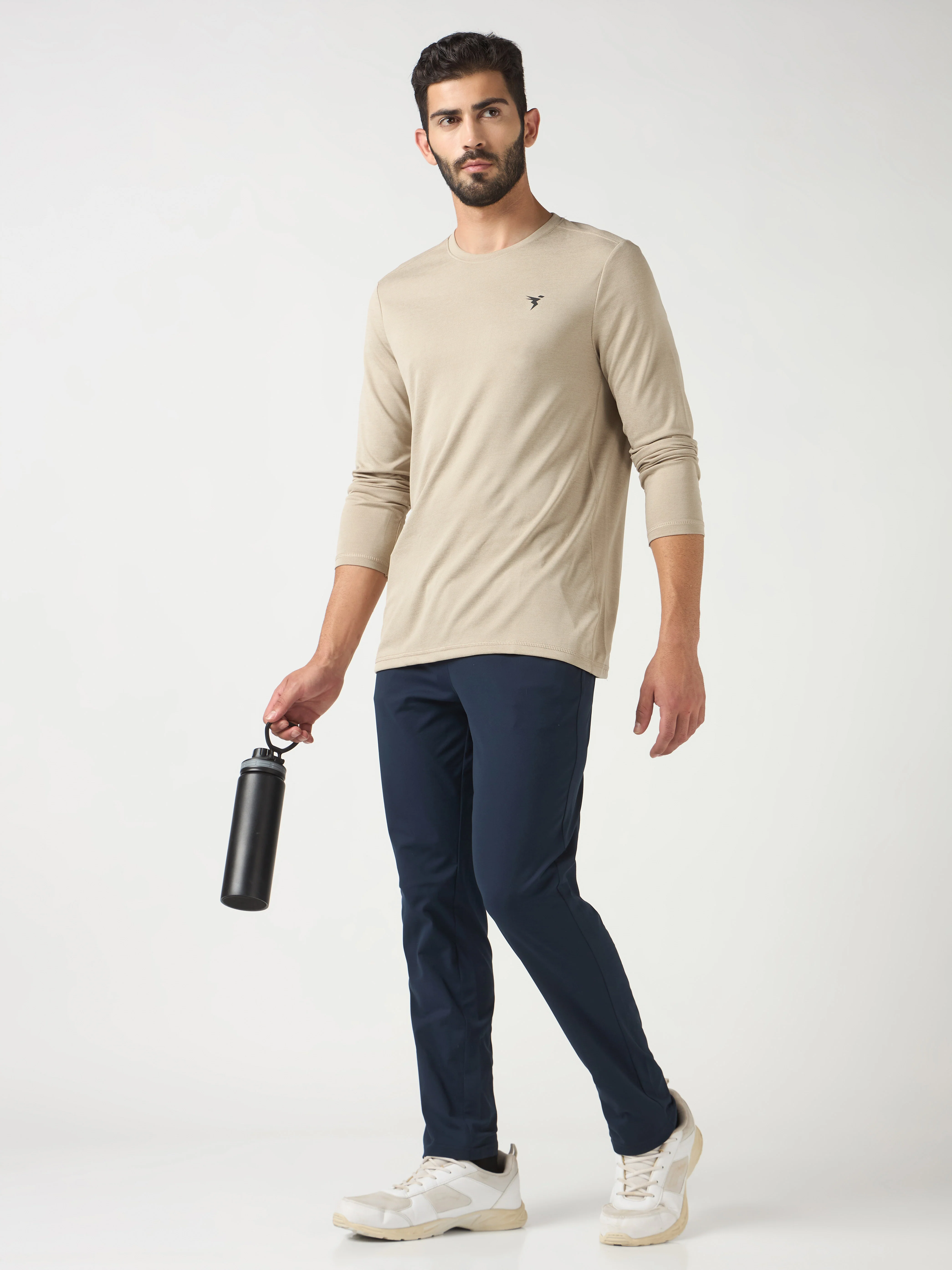 Men Melange Slim Fit Crew Neck T-shirt with DOUBLE COOL - Image 5