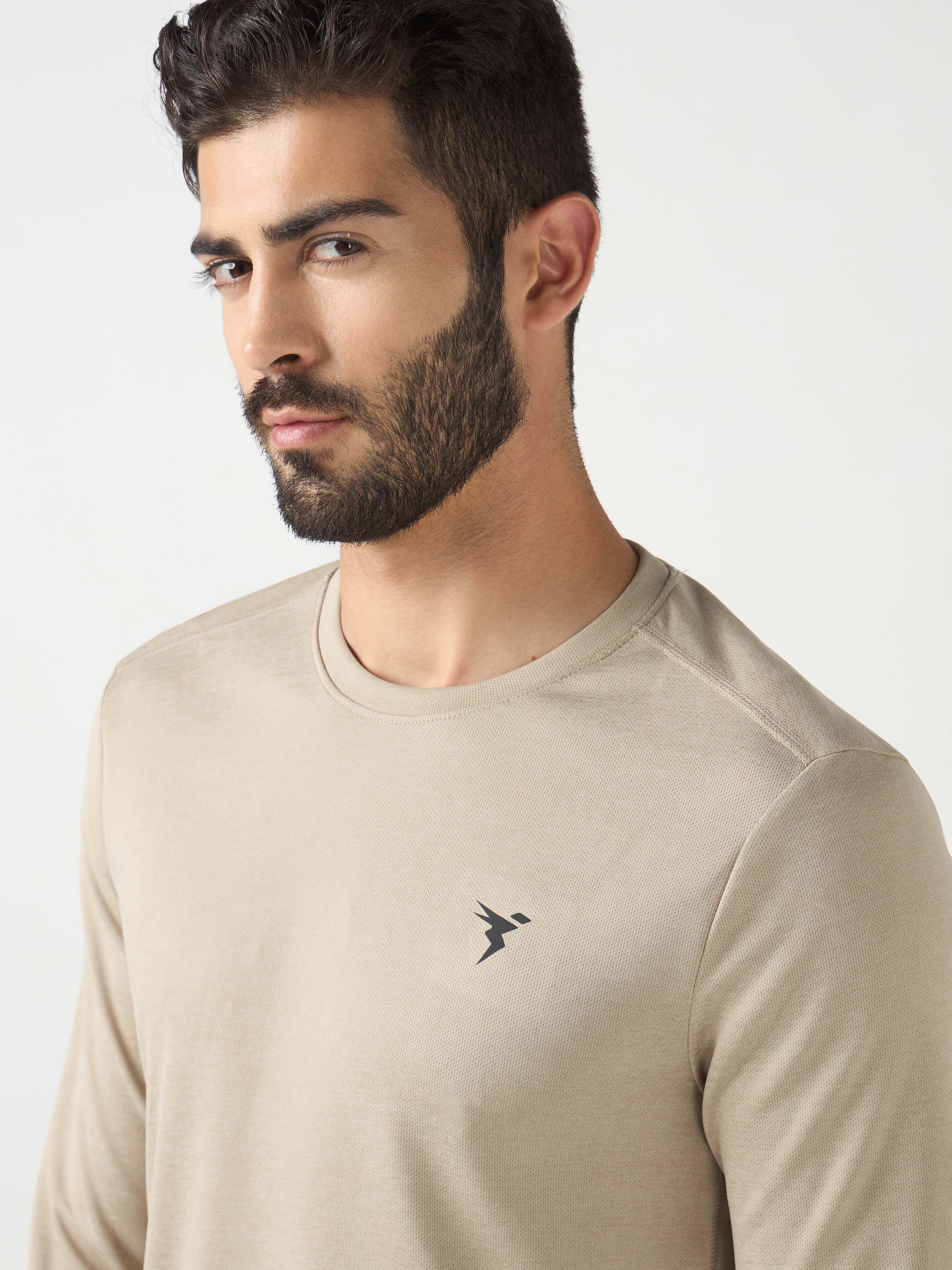 Men Melange Slim Fit Crew Neck T-shirt with DOUBLE COOL - Image 6