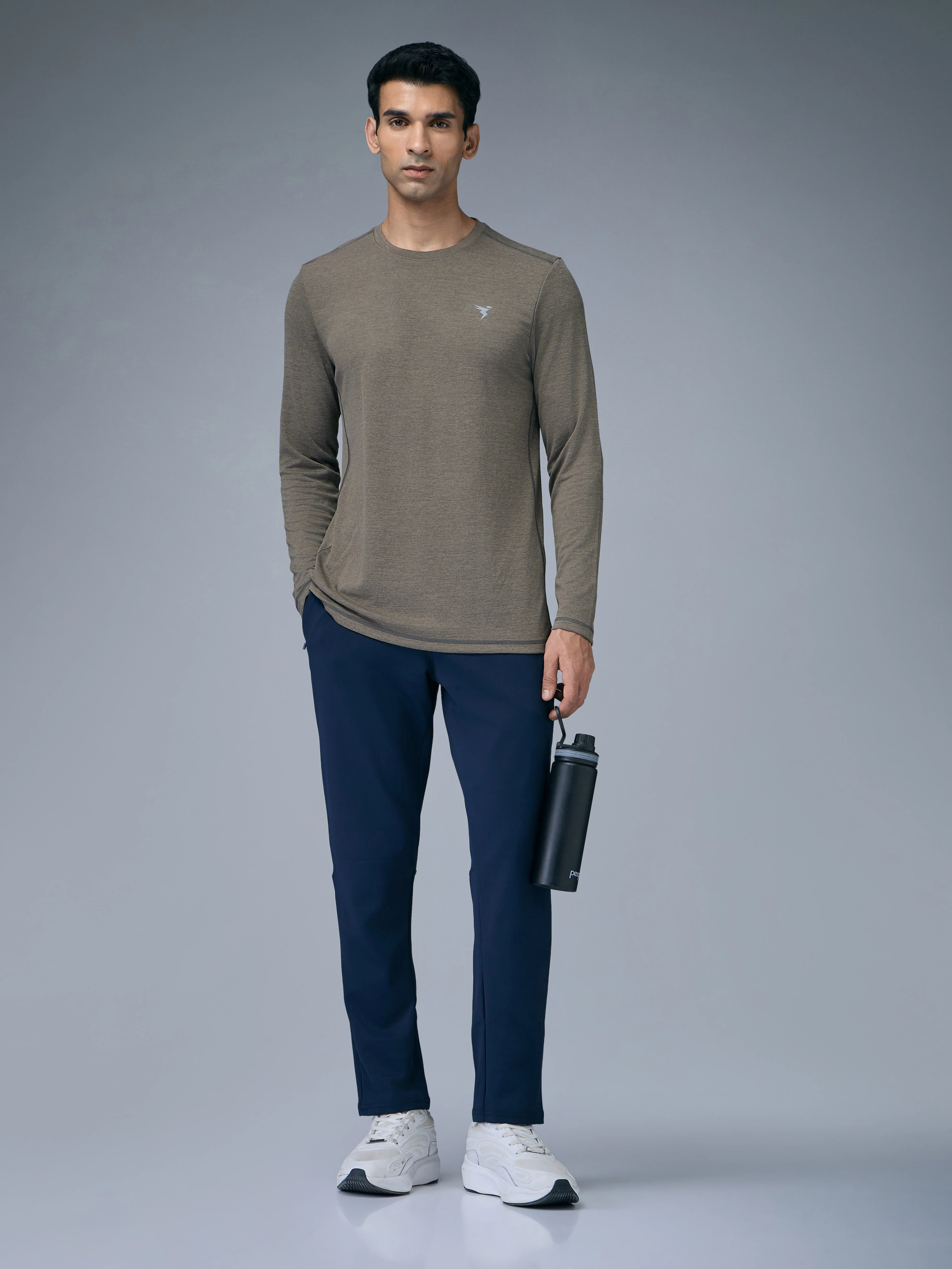 Men Melange Slim Fit Crew Neck T-shirt with DOUBLE COOL - Image 5