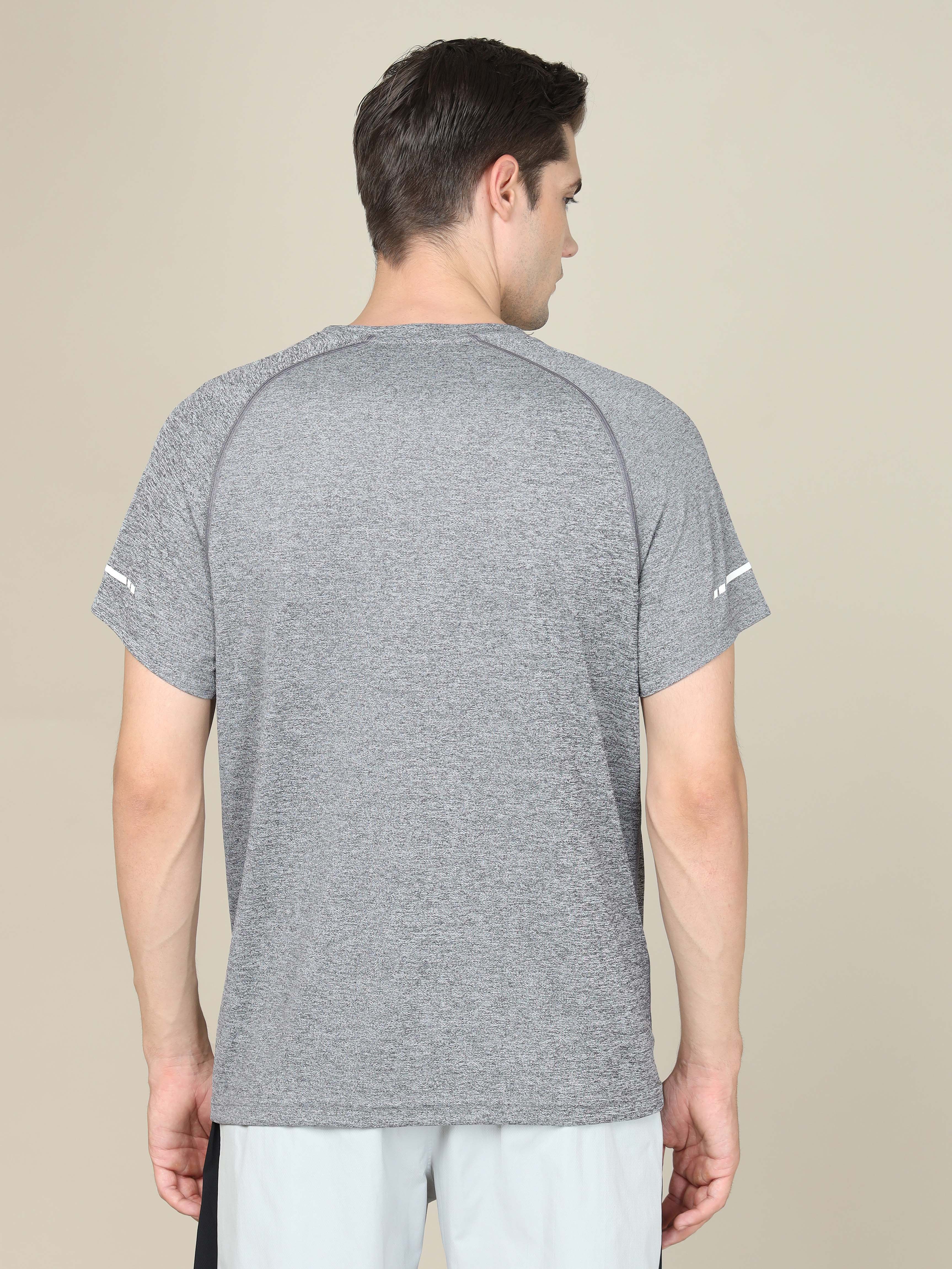 Men Melange Slim Fit Crew Neck T-shirt with DOUBLECOOL - Image 2