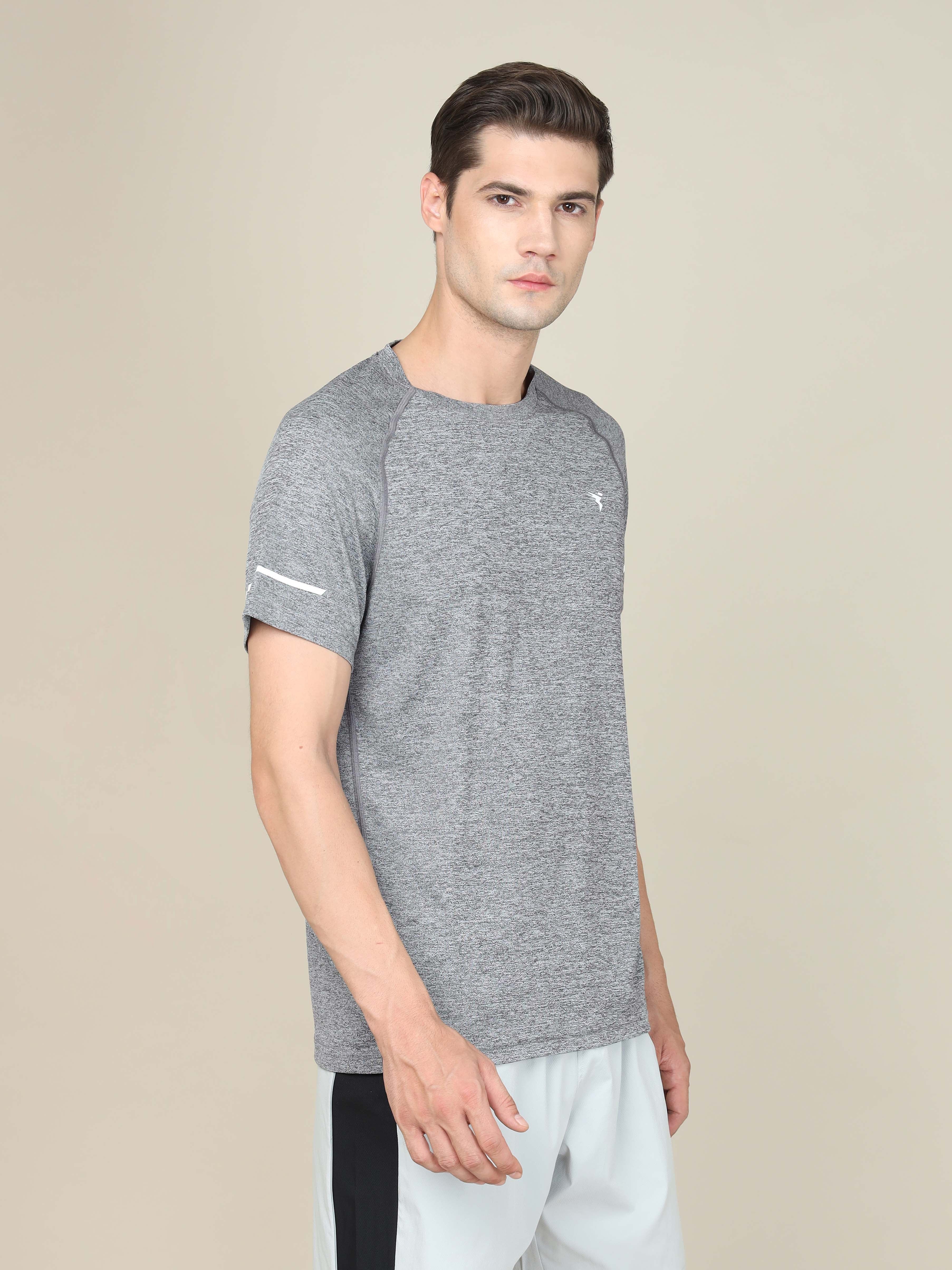 Men Melange Slim Fit Crew Neck T-shirt with DOUBLECOOL - Image 3