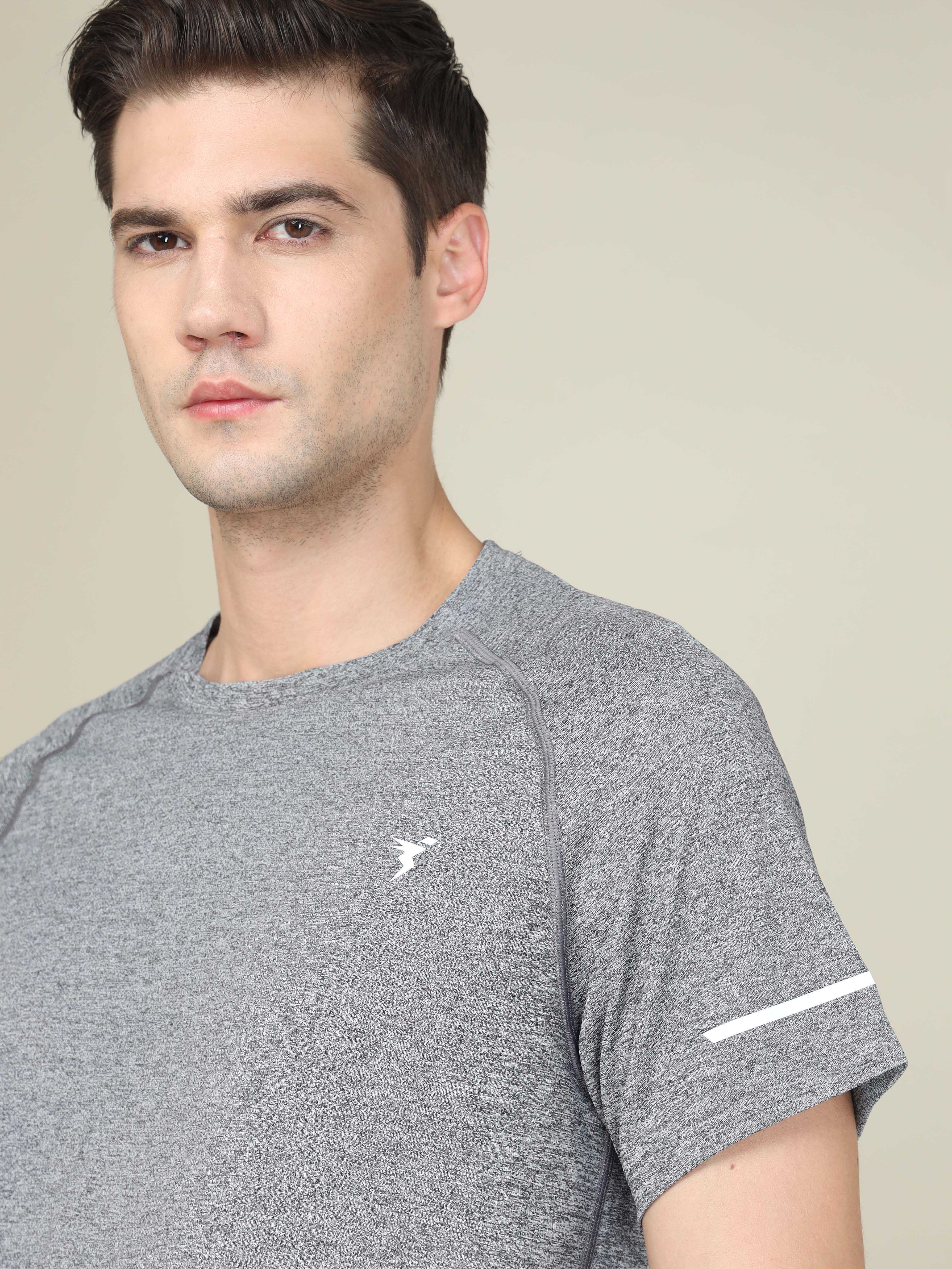 Men Melange Slim Fit Crew Neck T-shirt with DOUBLECOOL - Image 5