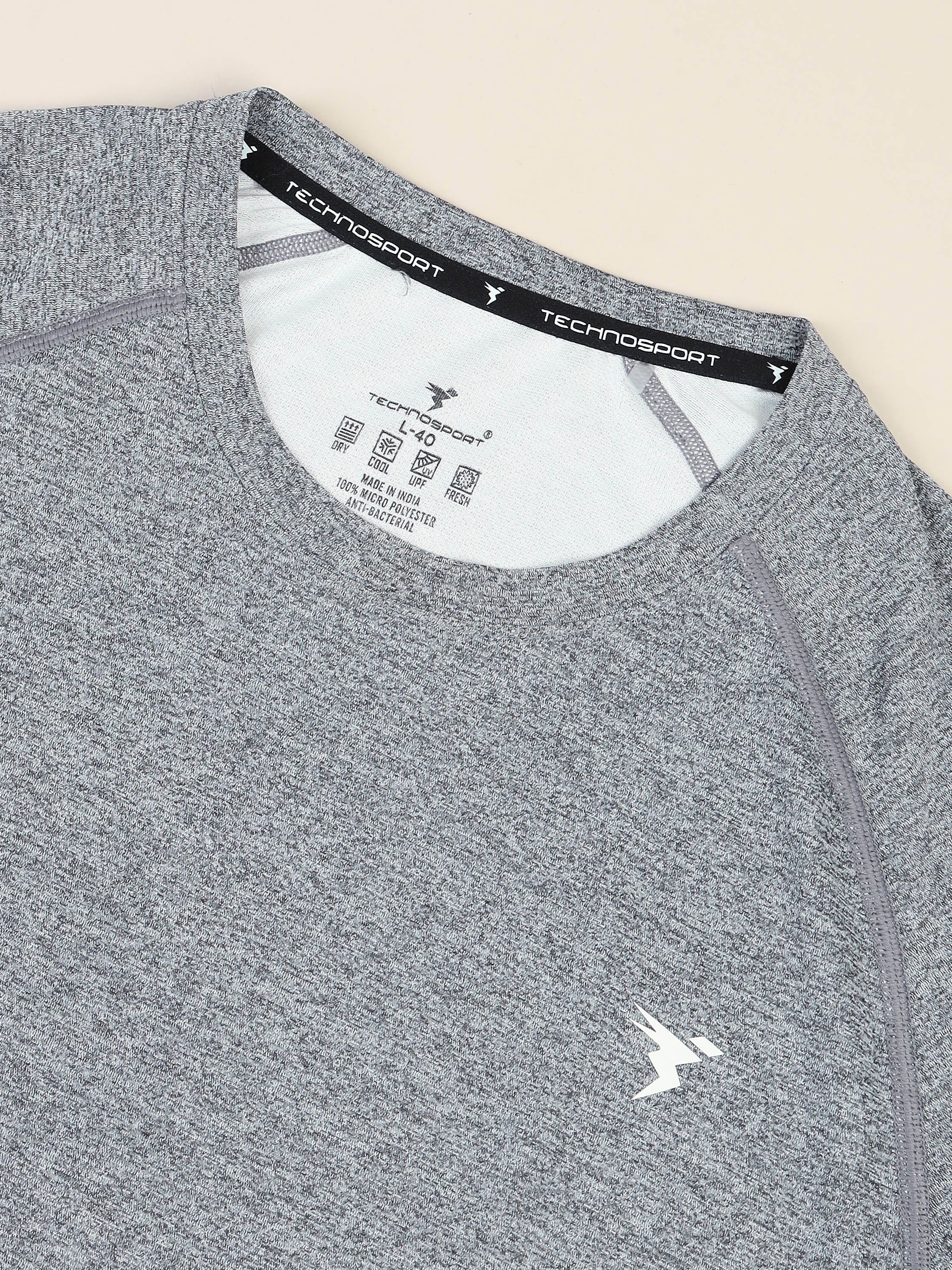 Men Melange Slim Fit Crew Neck T-shirt with DOUBLECOOL - Image 6