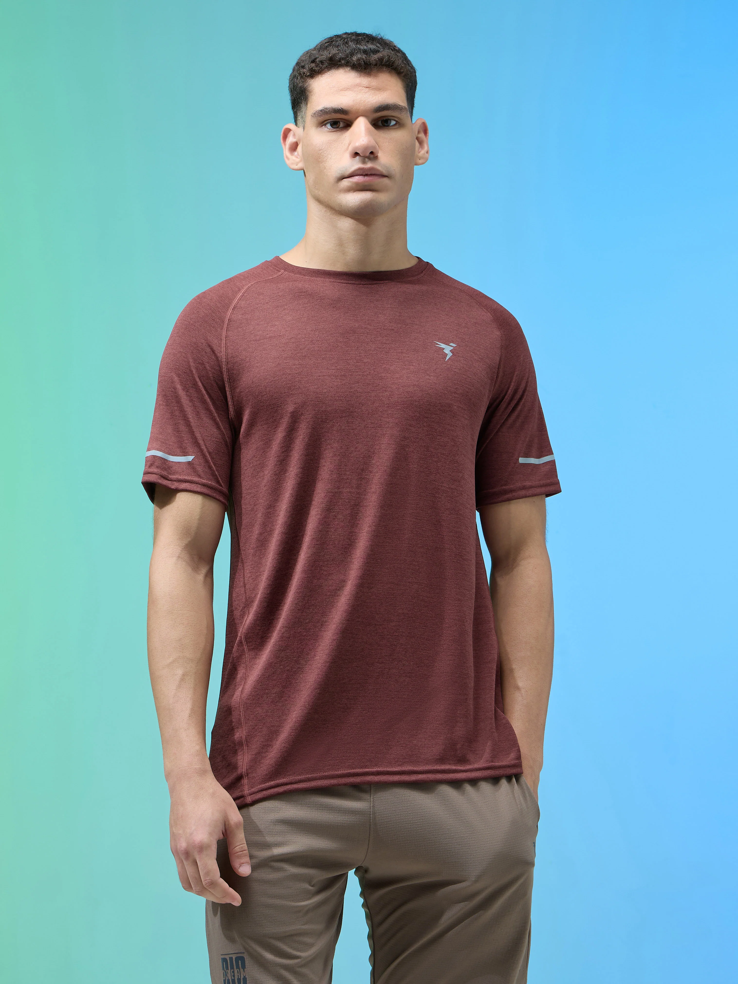 Men Melange Slim Fit Crew Neck T-shirt with DOUBLECOOL - Image 2