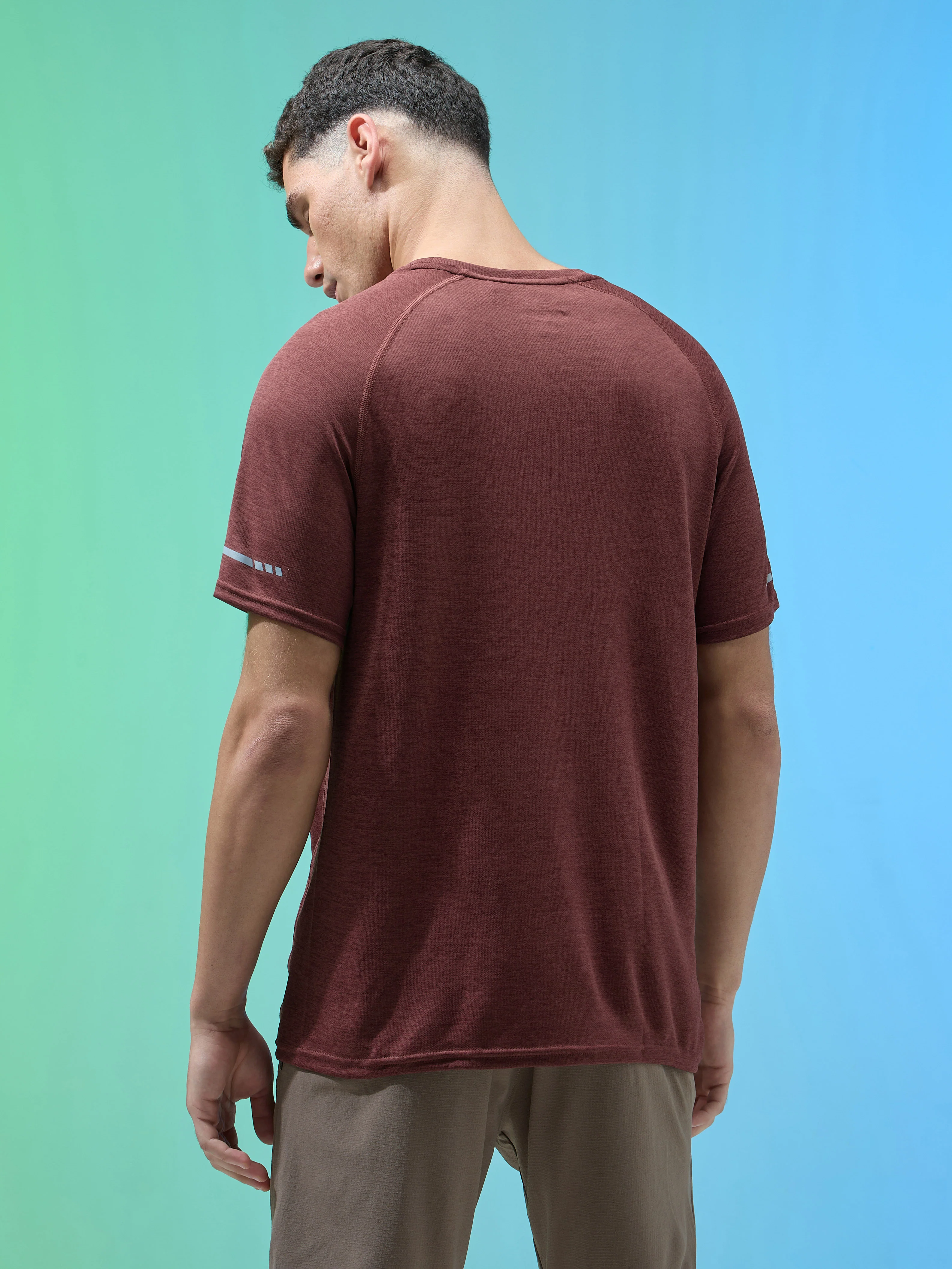 Men Melange Slim Fit Crew Neck T-shirt with DOUBLECOOL - Image 3