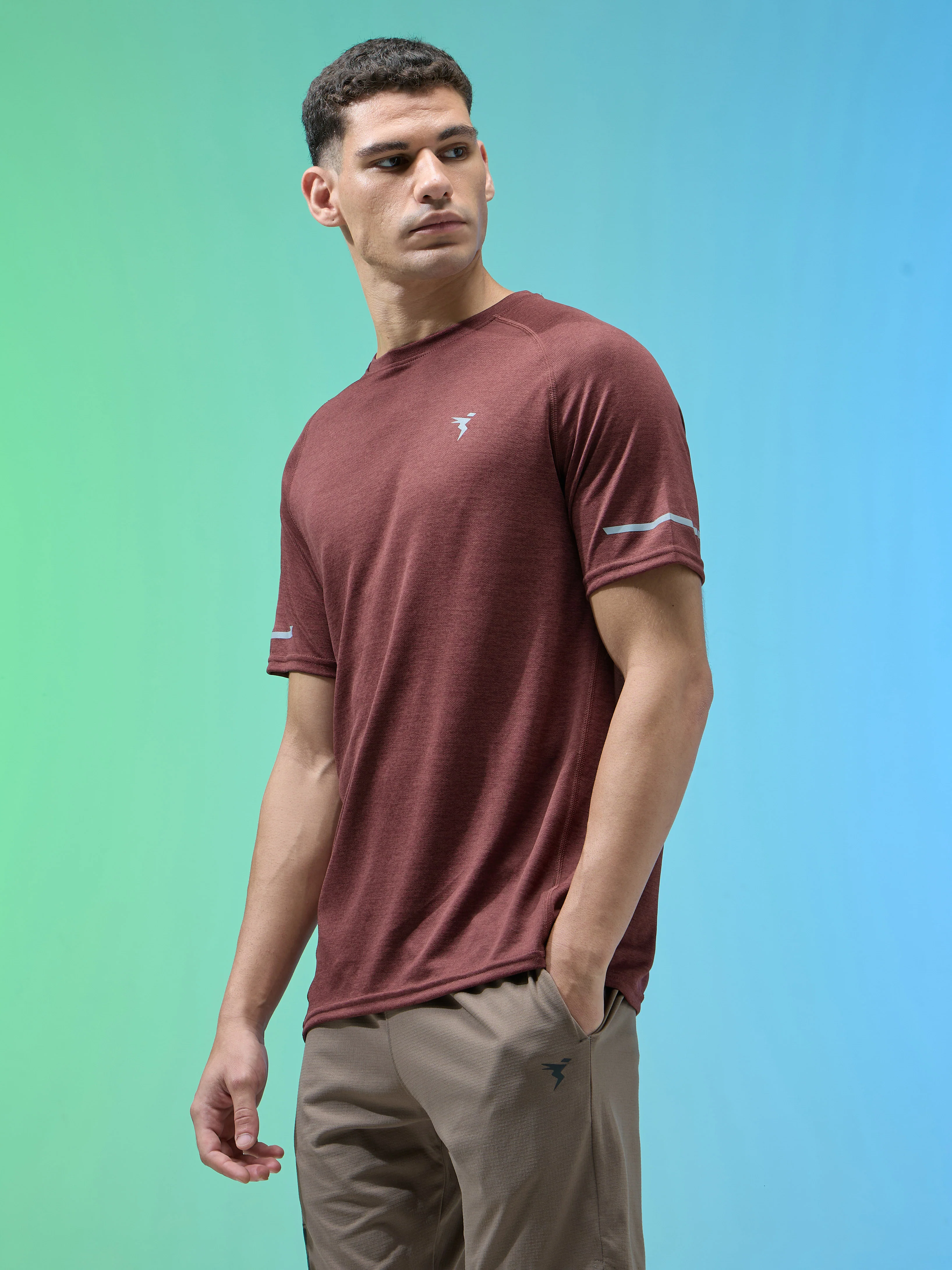 Men Melange Slim Fit Crew Neck T-shirt with DOUBLECOOL - Image 4