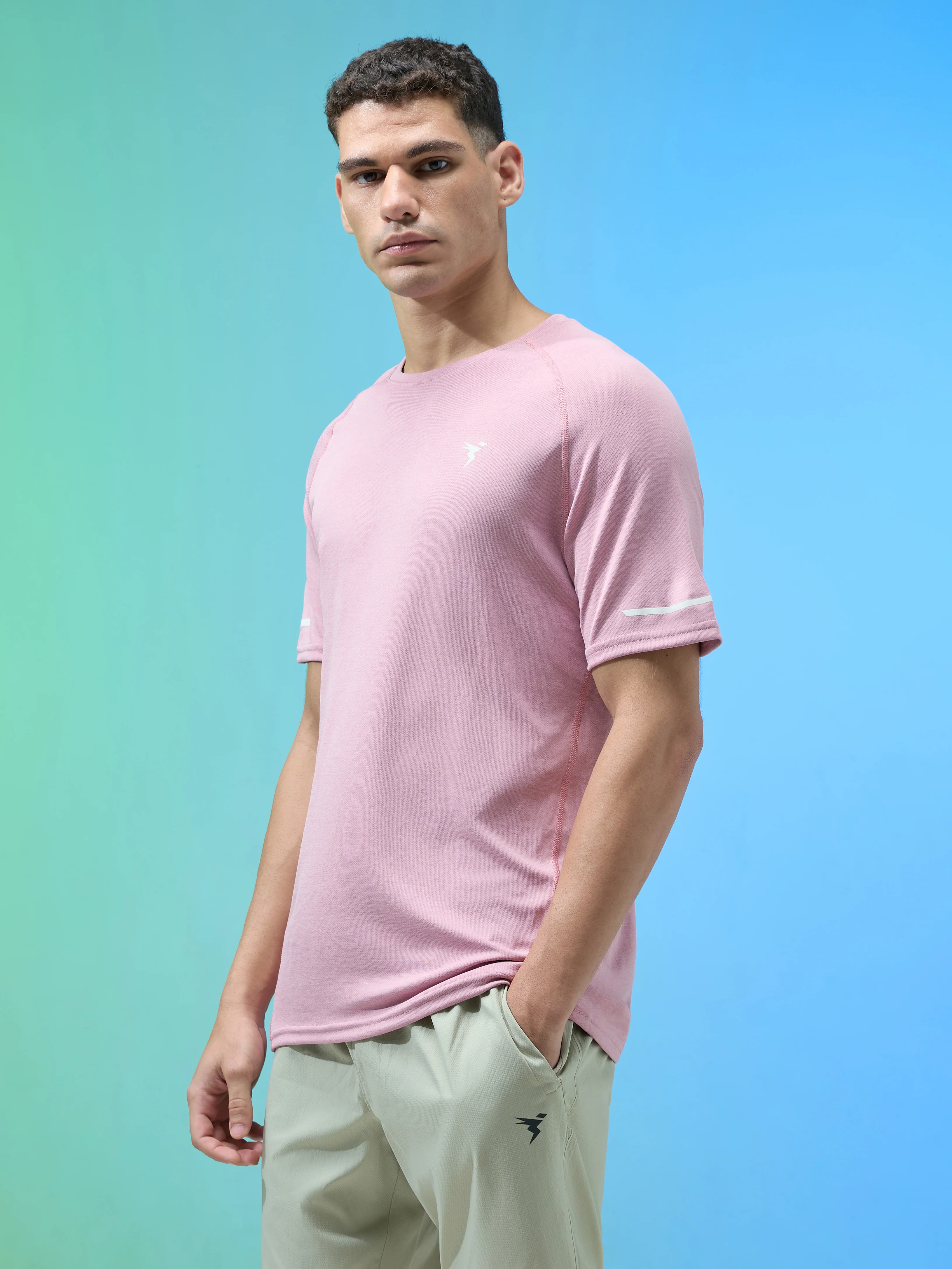 Men Melange Slim Fit Crew Neck T-shirt with DOUBLECOOL - Image 4