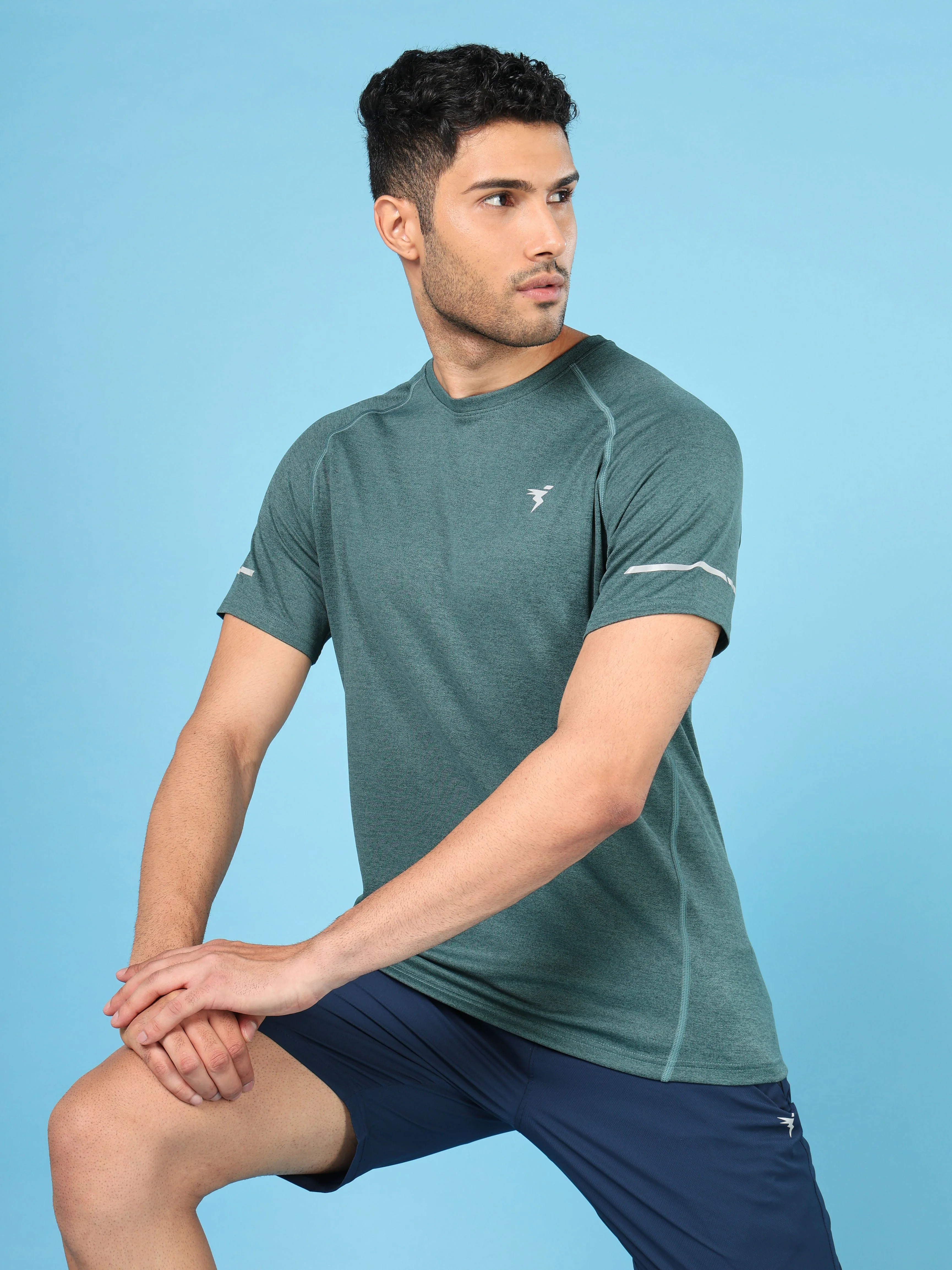 Men Melange Slim Fit Crew Neck T-shirt with DOUBLECOOL - Image 2