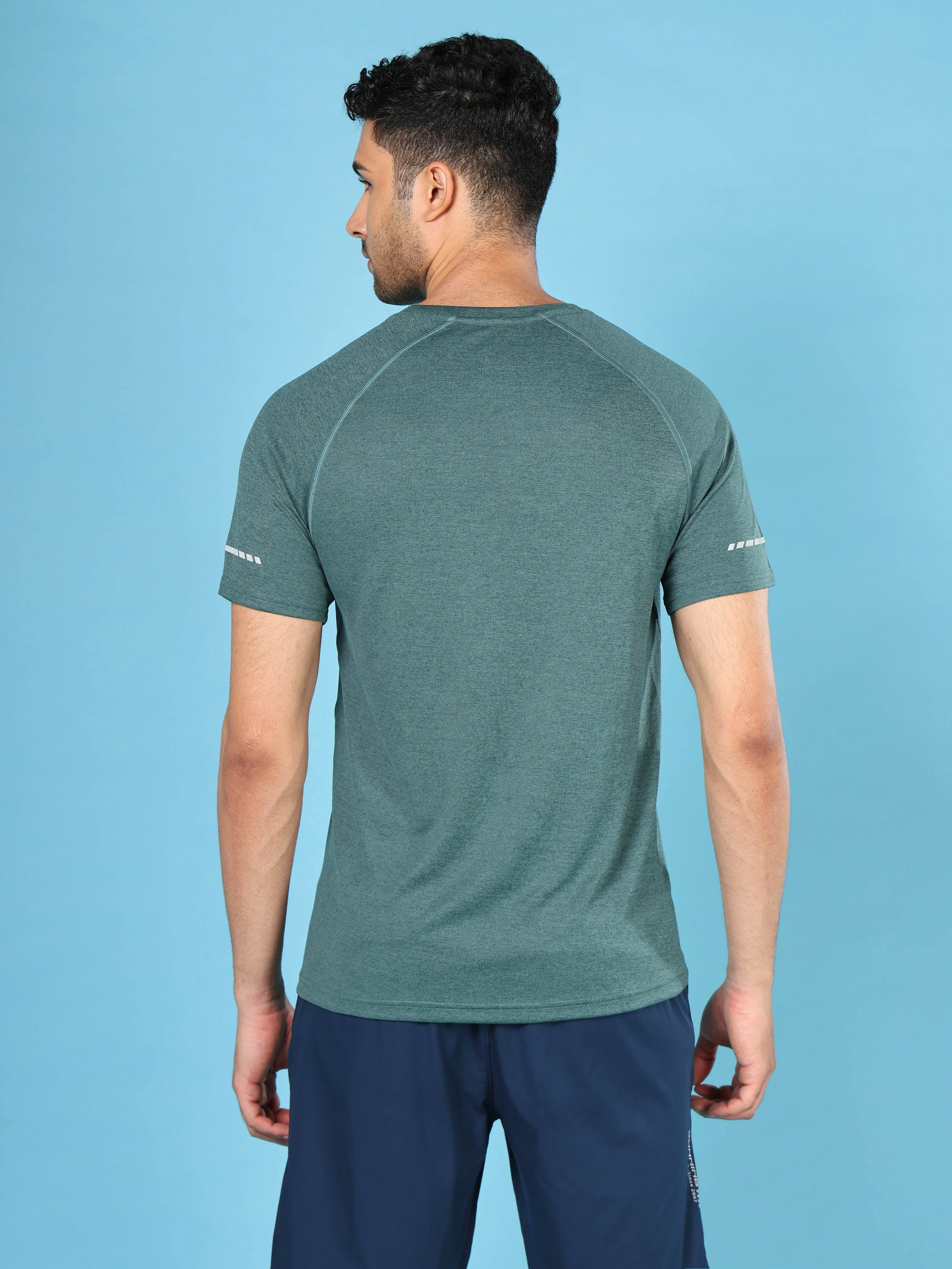 Men Melange Slim Fit Crew Neck T-shirt with DOUBLECOOL - Image 3