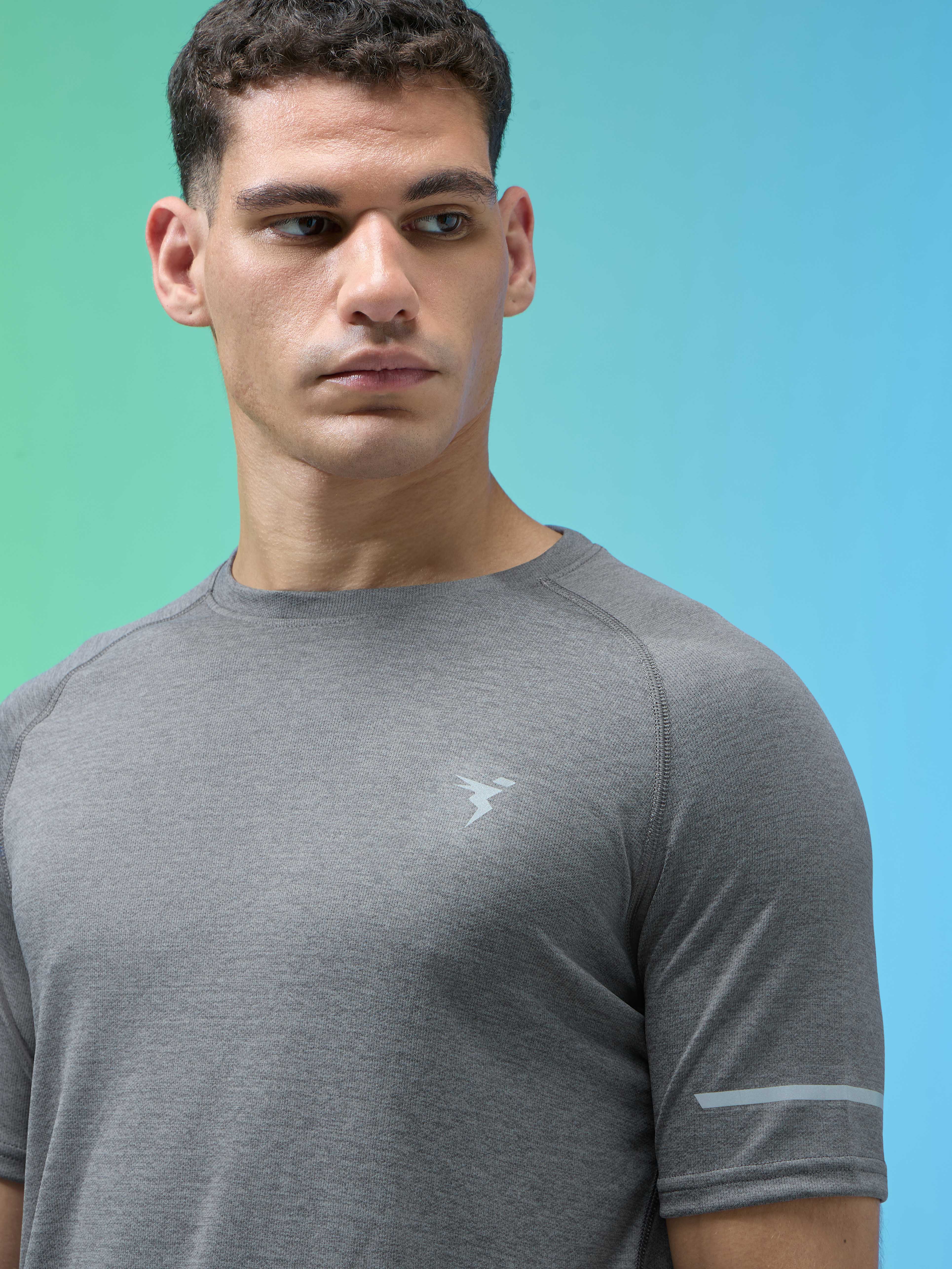 Men Melange Slim Fit Crew Neck T-shirt with DOUBLECOOL - Image 6