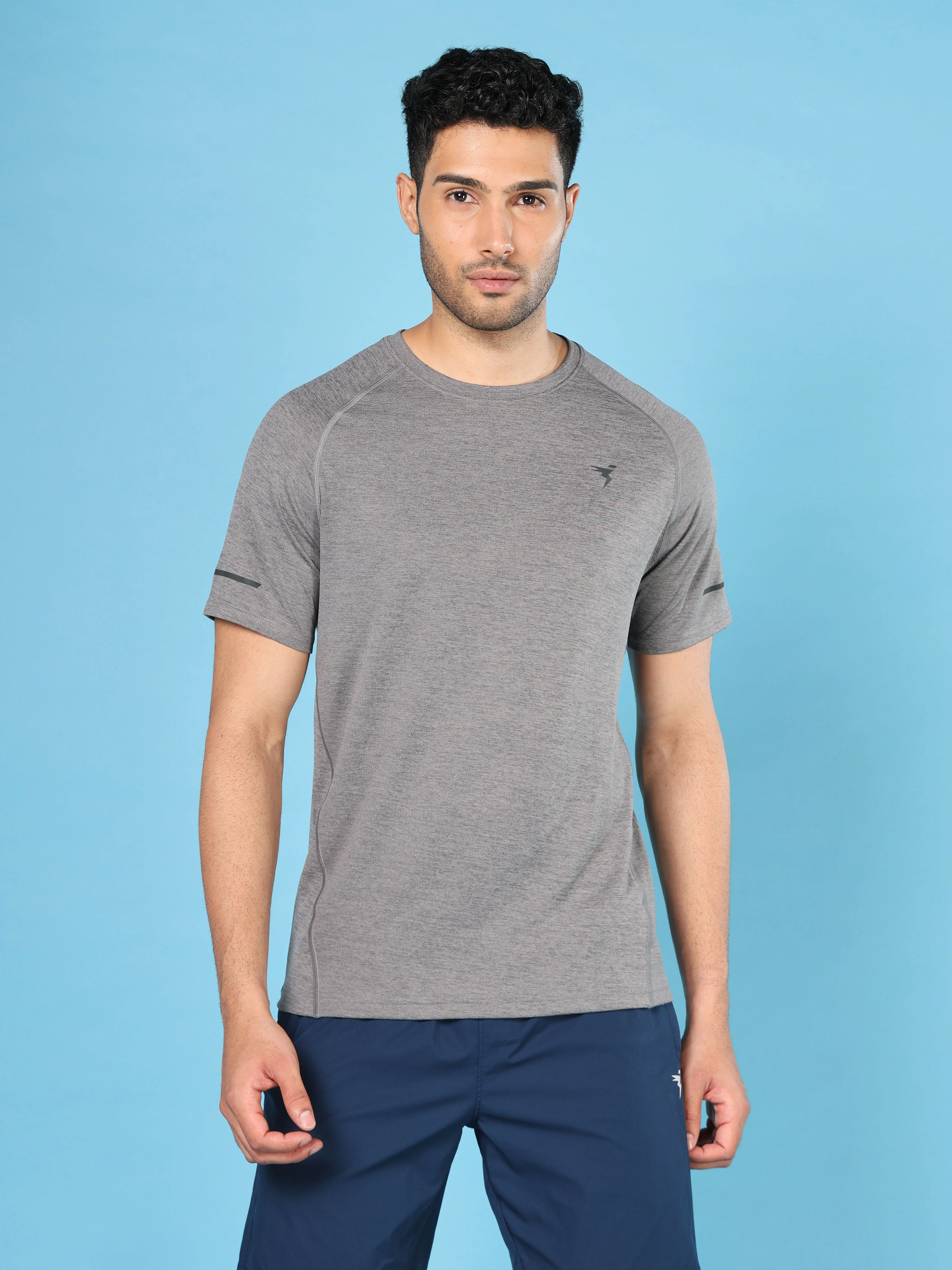 Men Melange Slim Fit Crew Neck T-shirt with DOUBLECOOL - Image 2