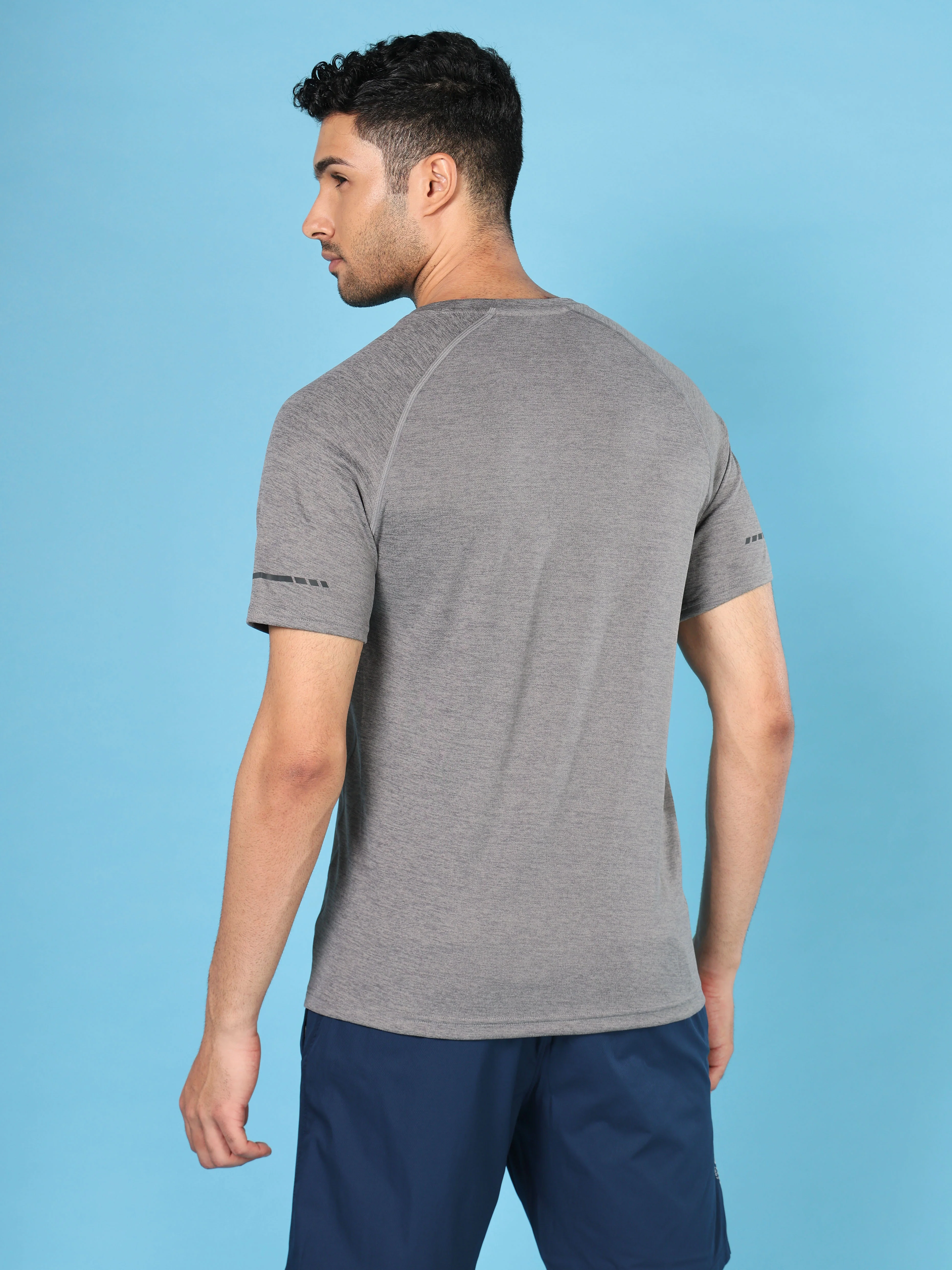 Men Melange Slim Fit Crew Neck T-shirt with DOUBLECOOL - Image 3