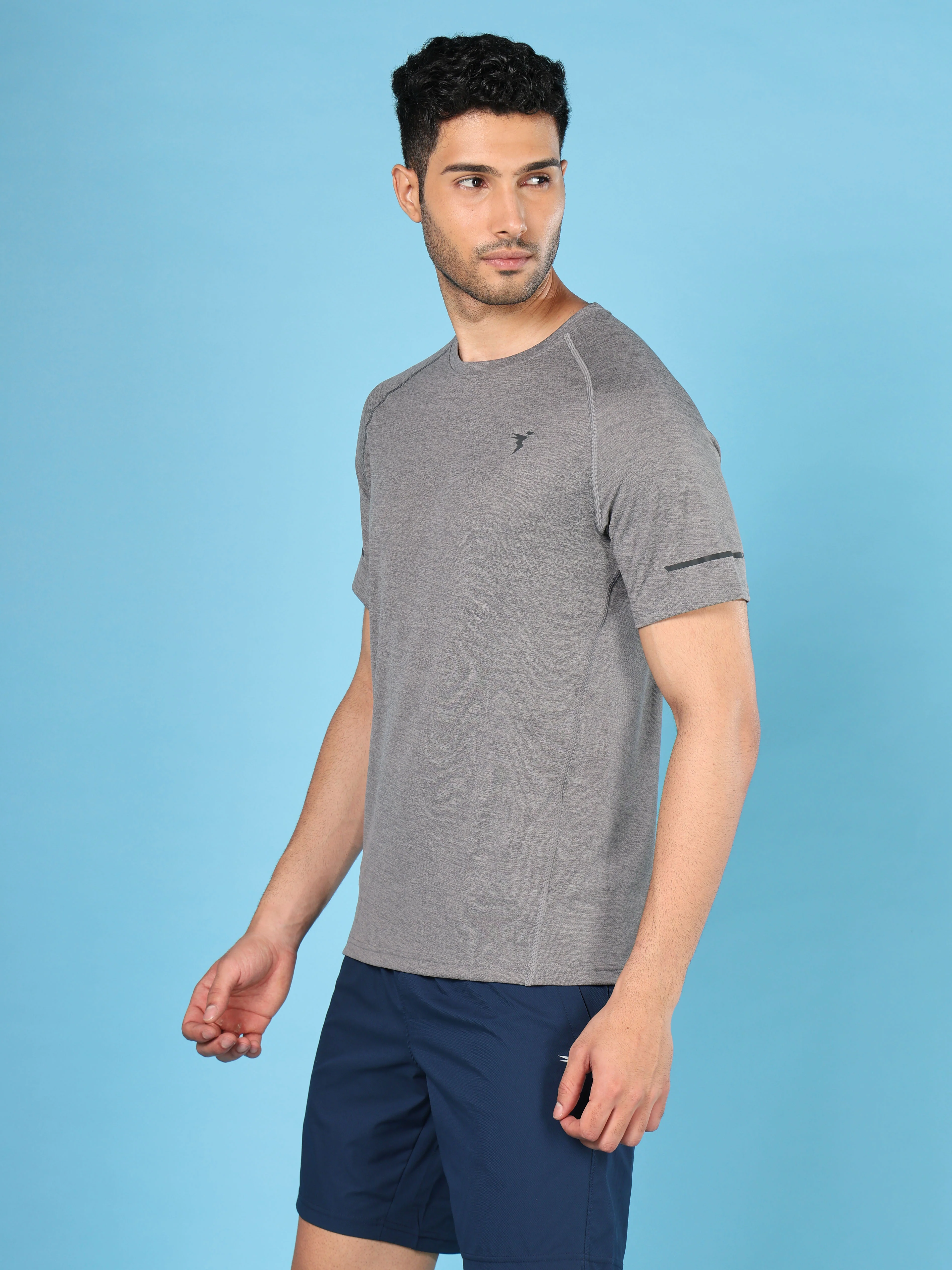Men Melange Slim Fit Crew Neck T-shirt with DOUBLECOOL - Image 4