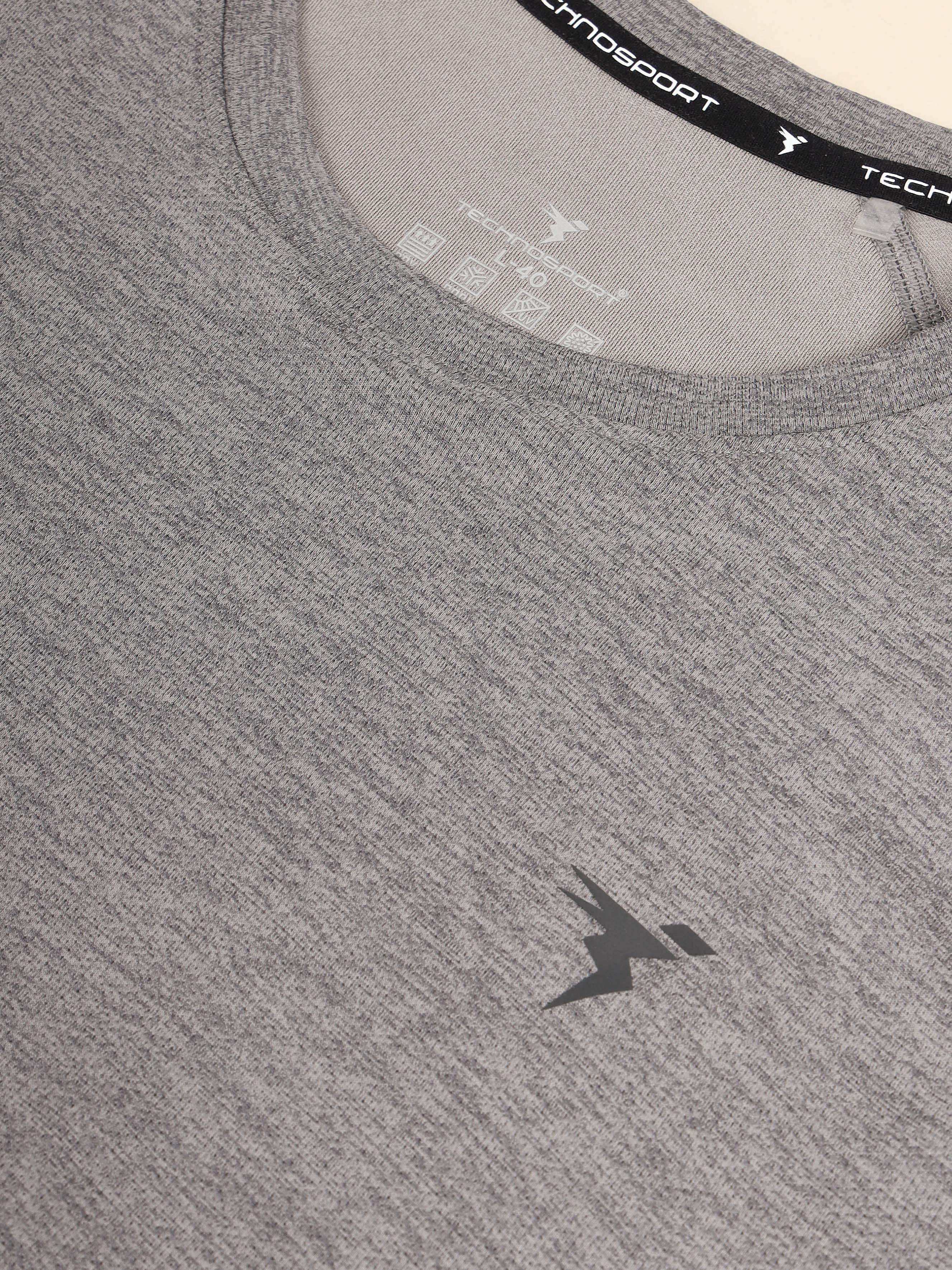 Men Melange Slim Fit Crew Neck T-shirt with DOUBLECOOL - Image 7