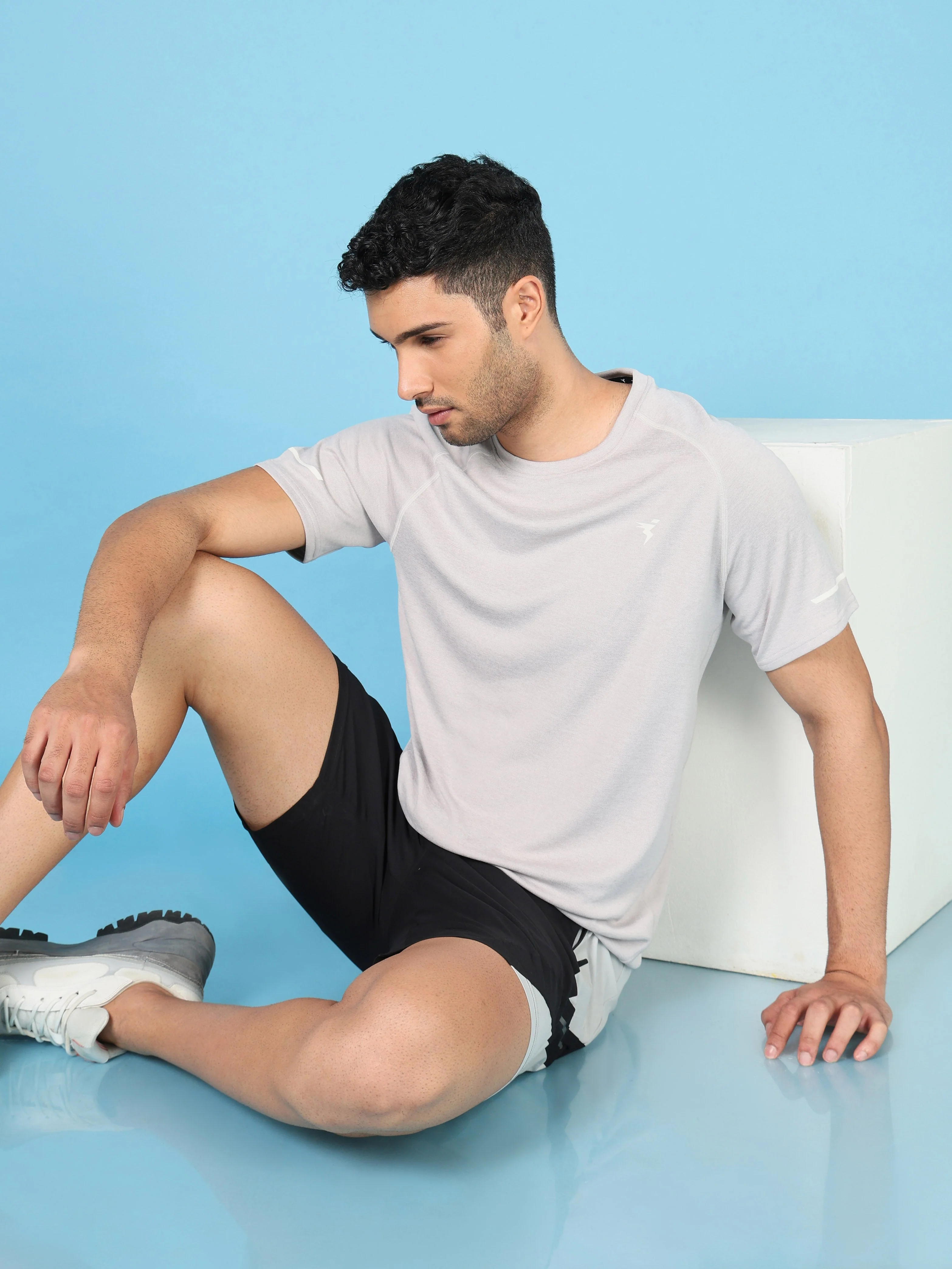Men Melange Slim Fit Crew Neck T-shirt with DOUBLECOOL - Image 2