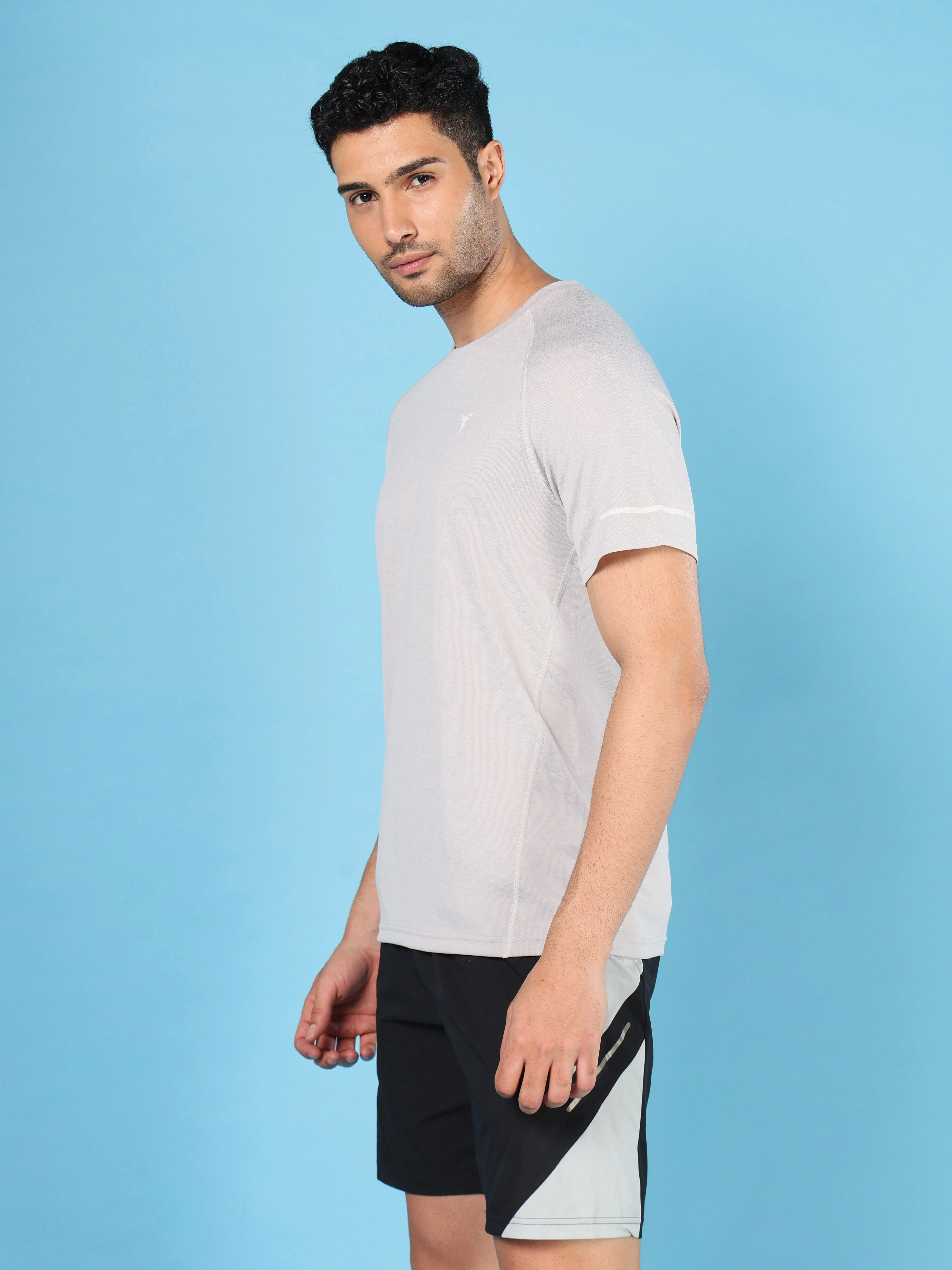 Men Melange Slim Fit Crew Neck T-shirt with DOUBLECOOL - Image 4