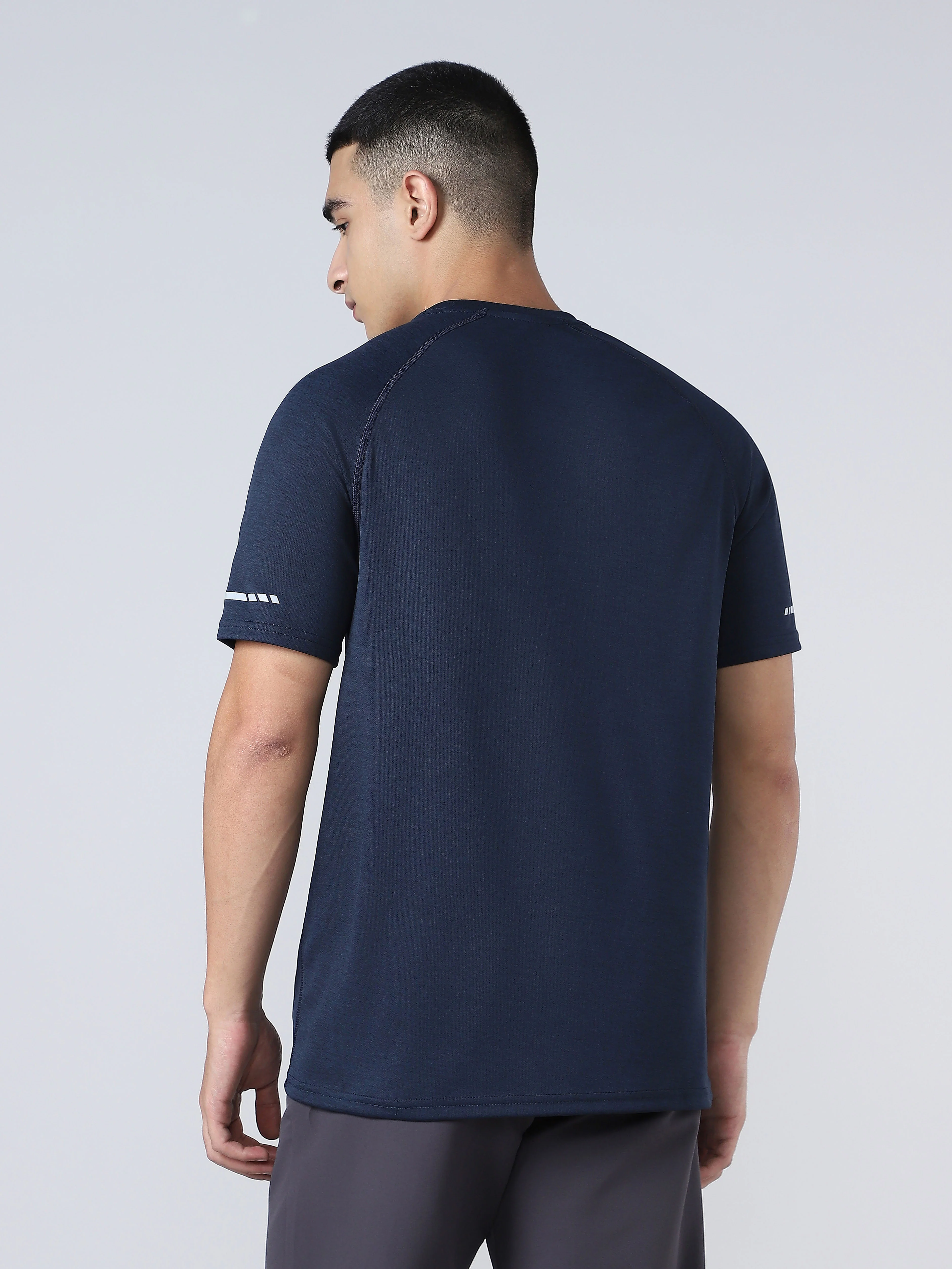 Men Melange Slim Fit Crew Neck T-shirt with DOUBLECOOL - Image 2