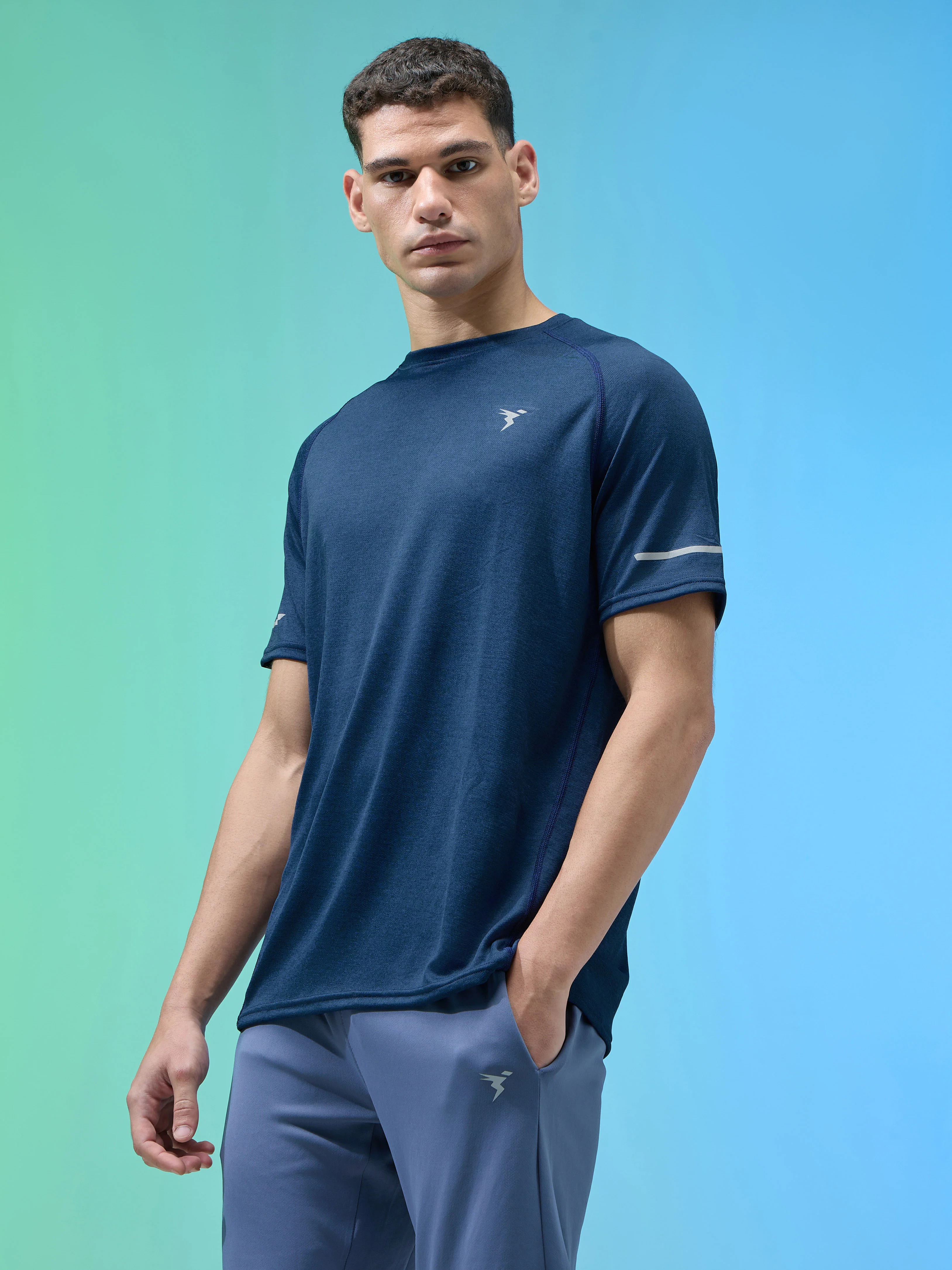 Men Melange Slim Fit Crew Neck T-shirt with DOUBLECOOL - Image 4