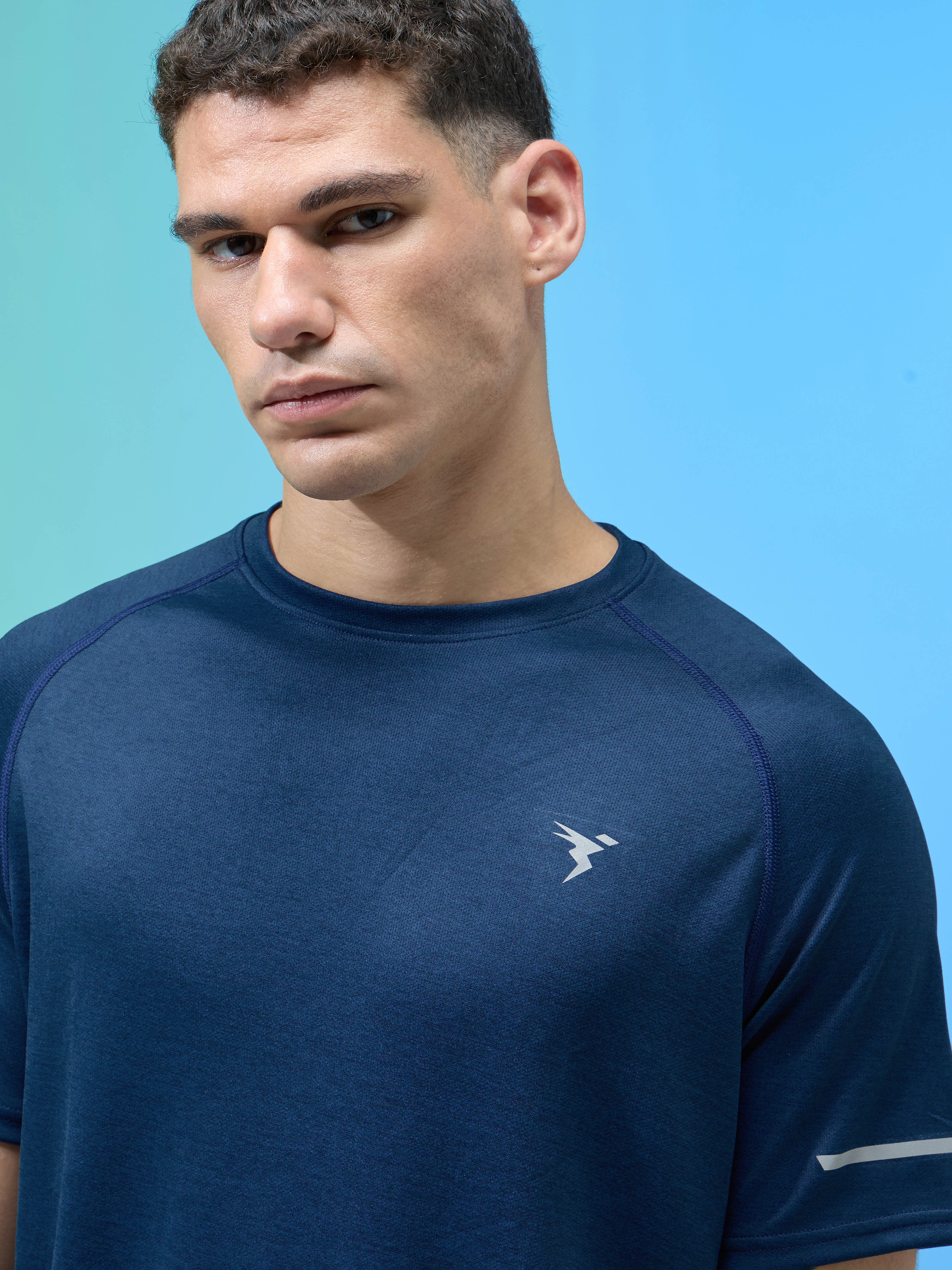 Men Melange Slim Fit Crew Neck T-shirt with DOUBLECOOL - Image 6