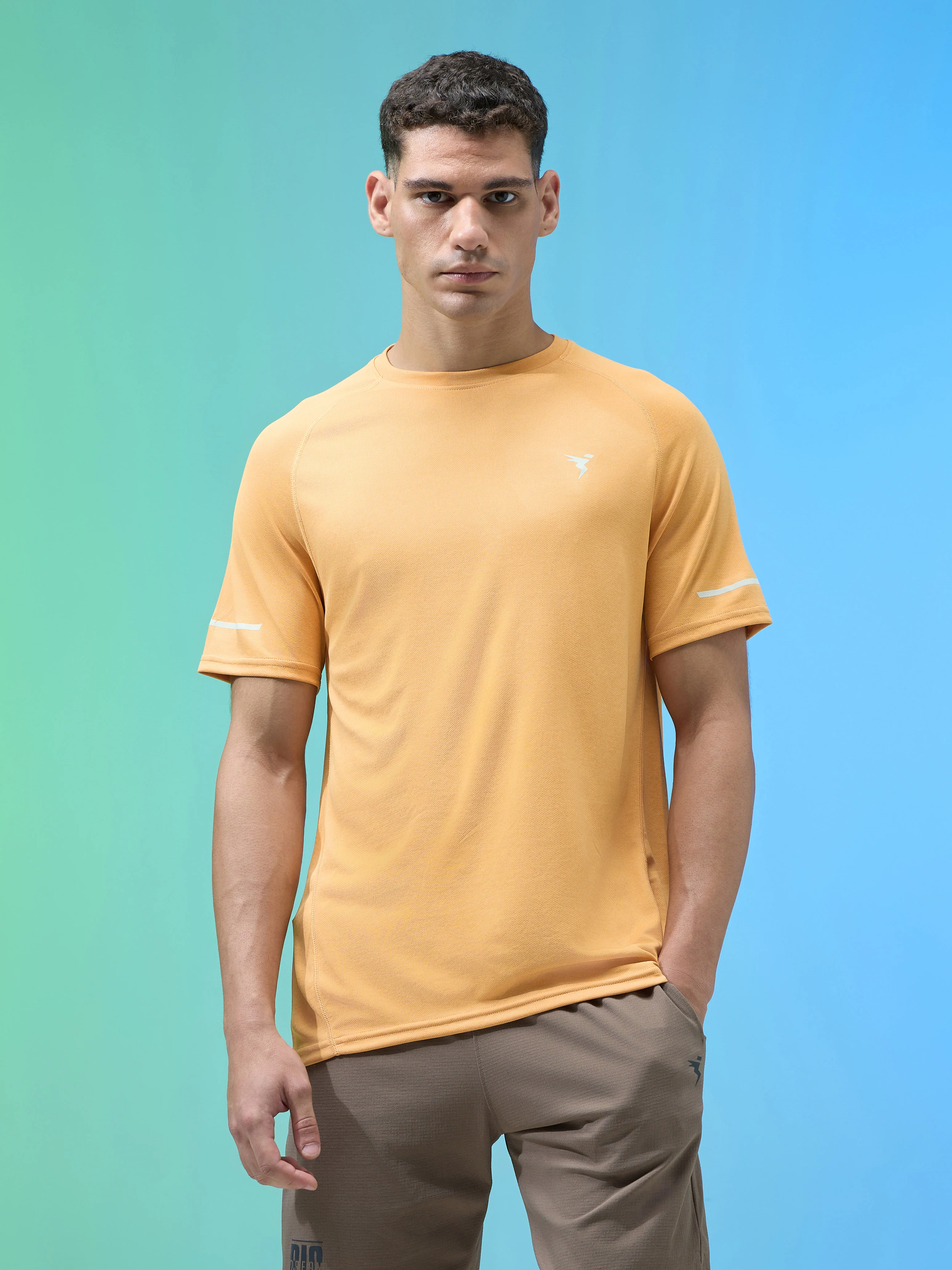 Men Melange Slim Fit Crew Neck T-shirt with DOUBLECOOL - Image 2