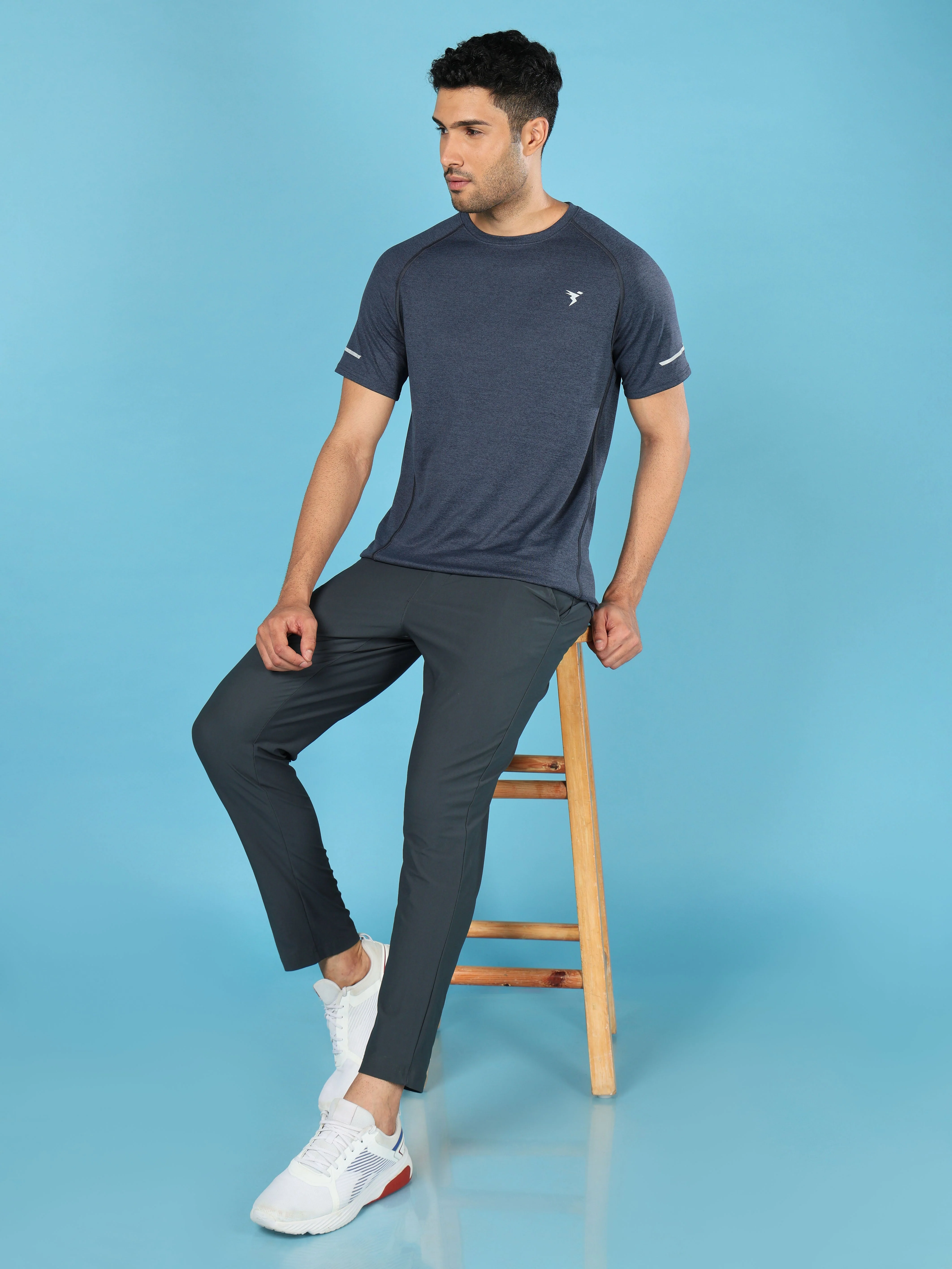 Men Melange Slim Fit Crew Neck T-shirt with DOUBLECOOL - Image 5