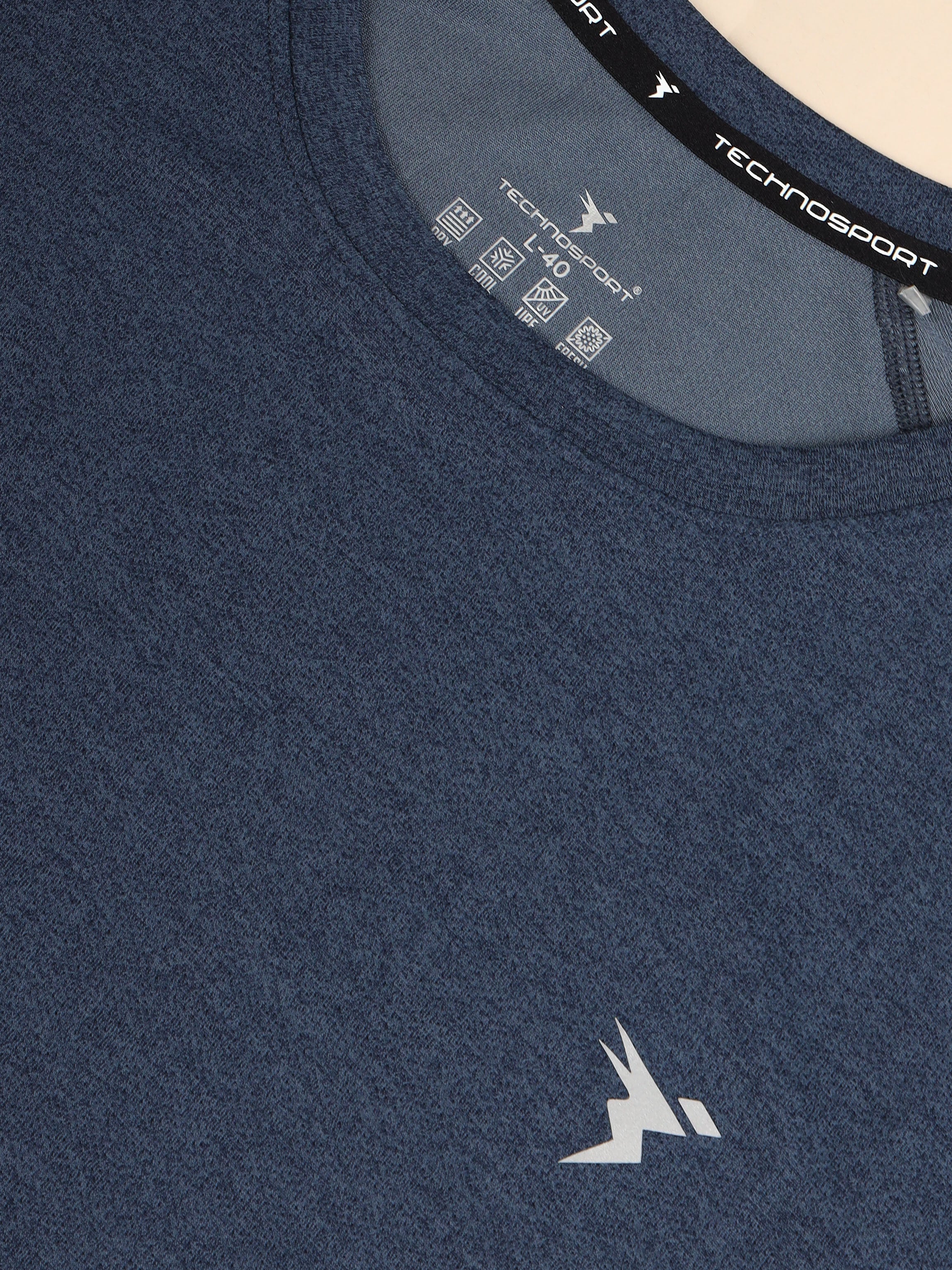 Men Melange Slim Fit Crew Neck T-shirt with DOUBLECOOL - Image 6