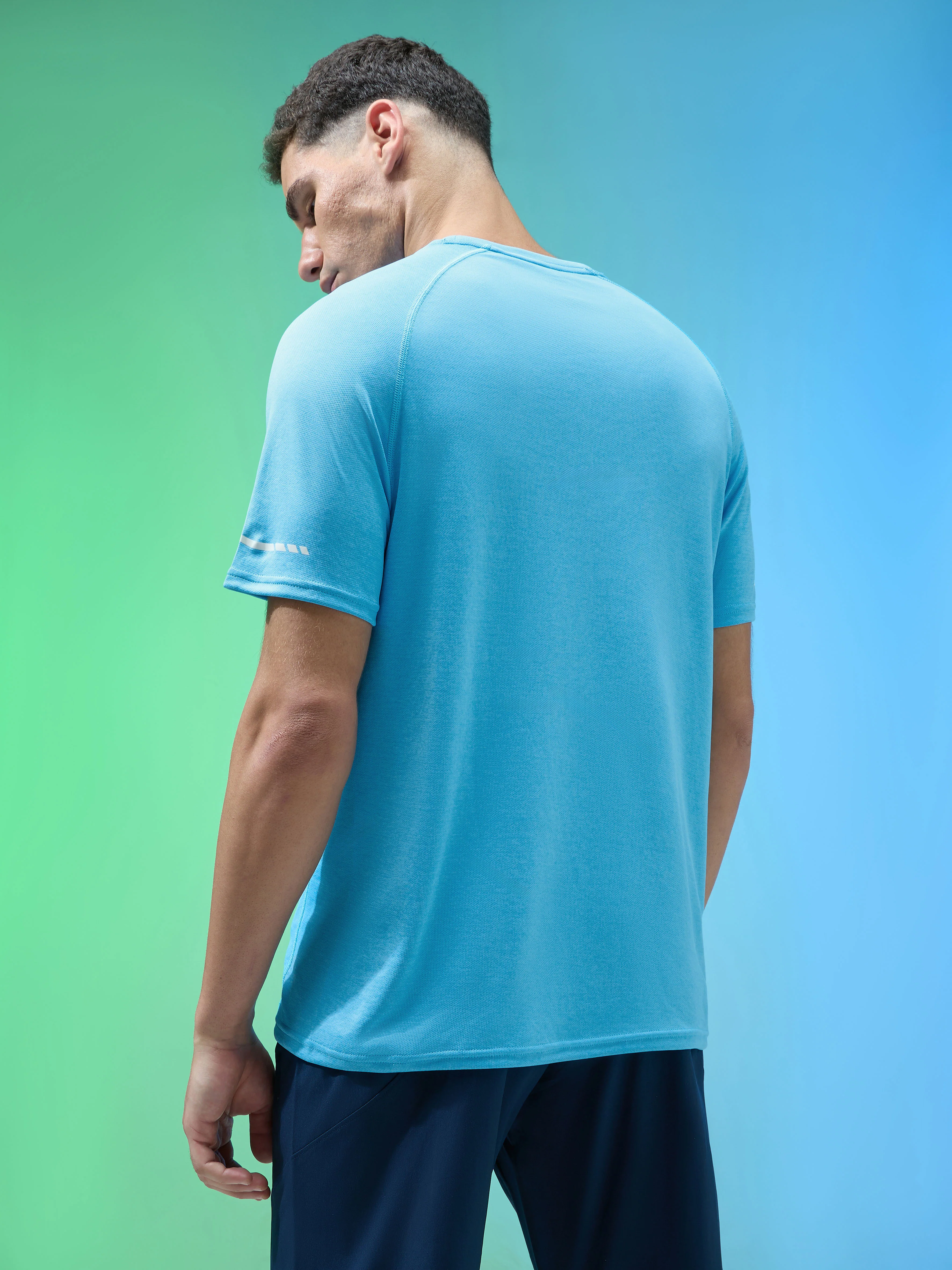 Men Melange Slim Fit Crew Neck T-shirt with DOUBLECOOL - Image 3