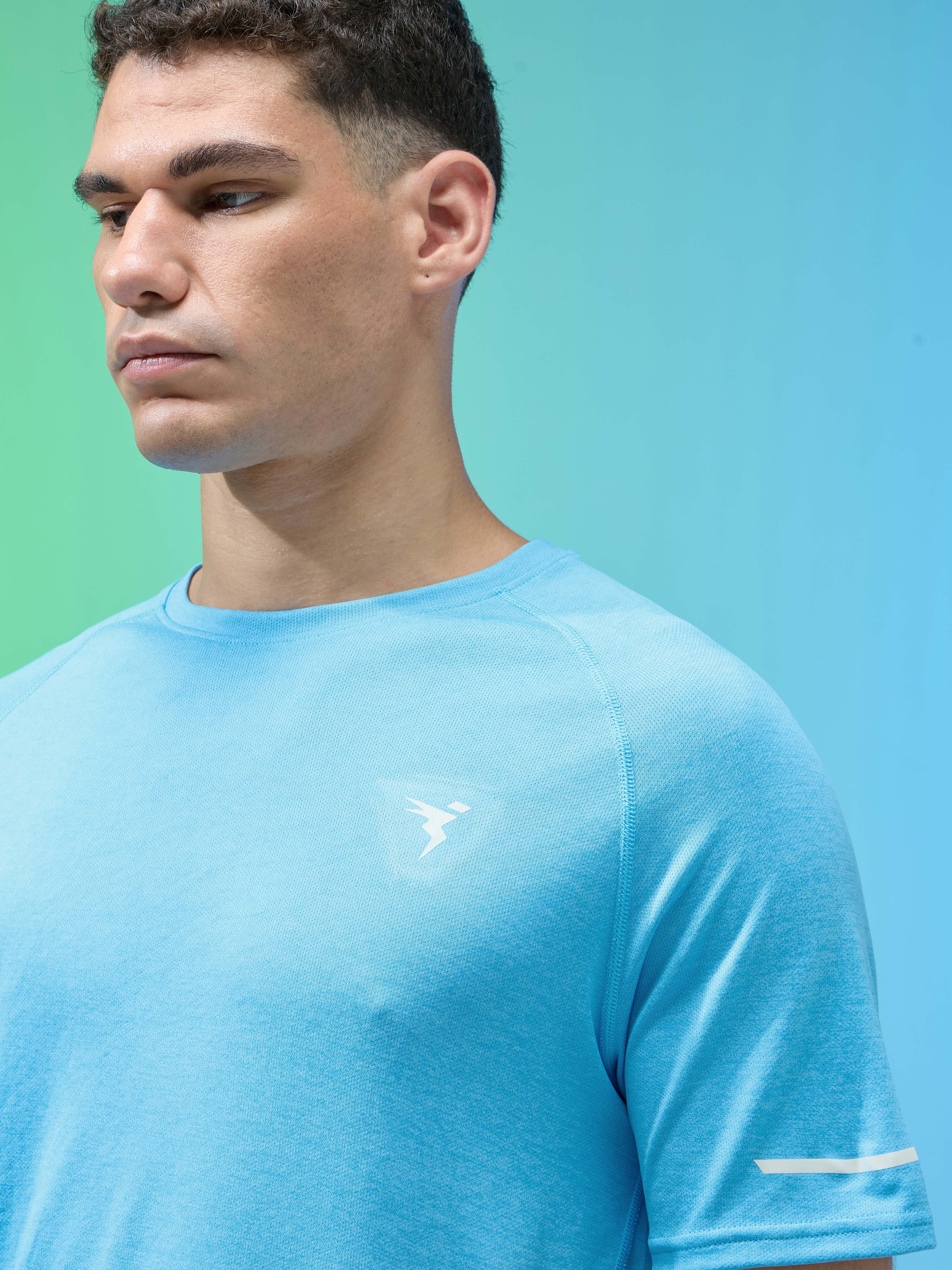 Men Melange Slim Fit Crew Neck T-shirt with DOUBLECOOL - Image 6