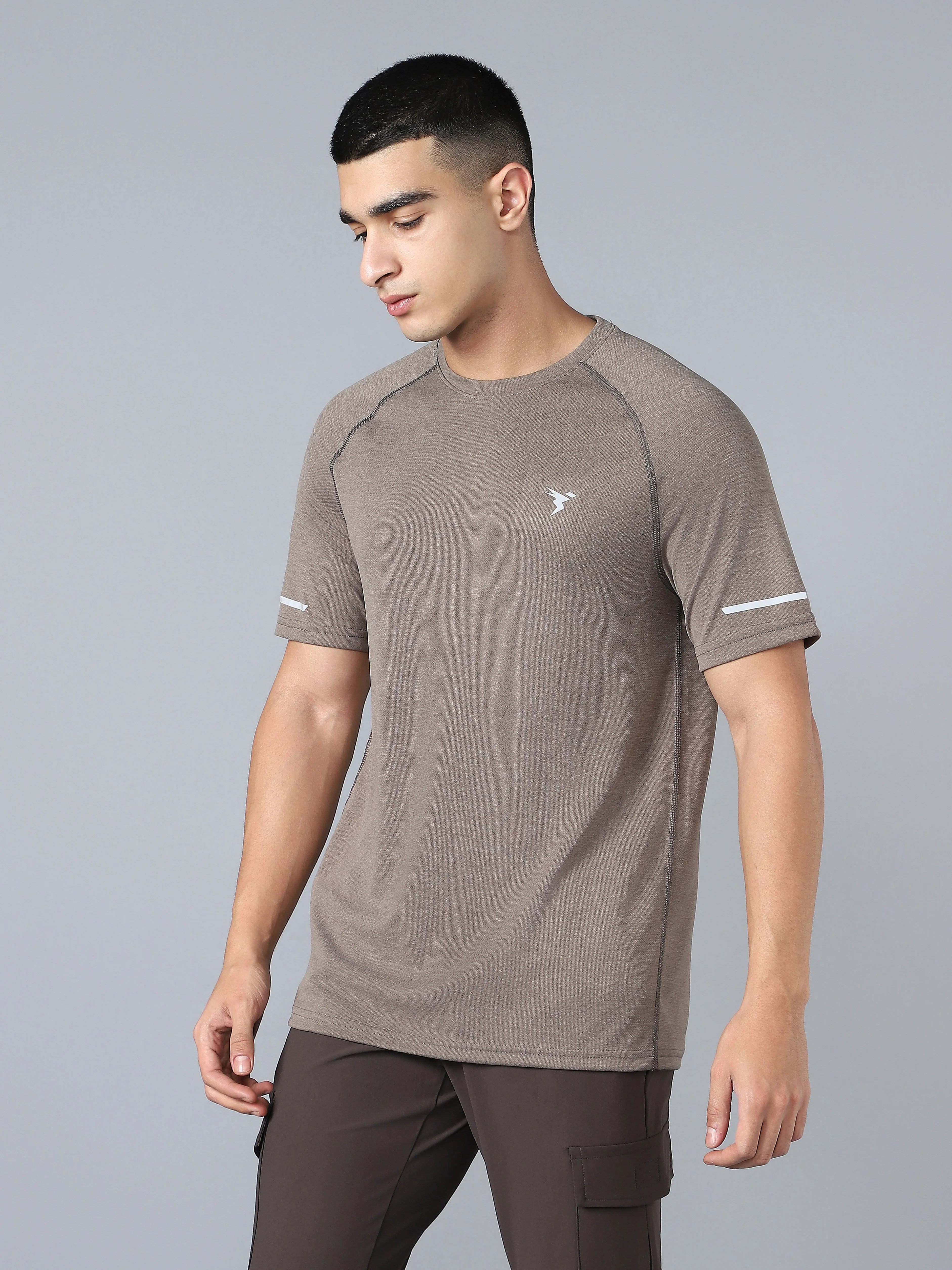 Men Melange Slim Fit Crew Neck T-shirt with DOUBLECOOL - Image 3