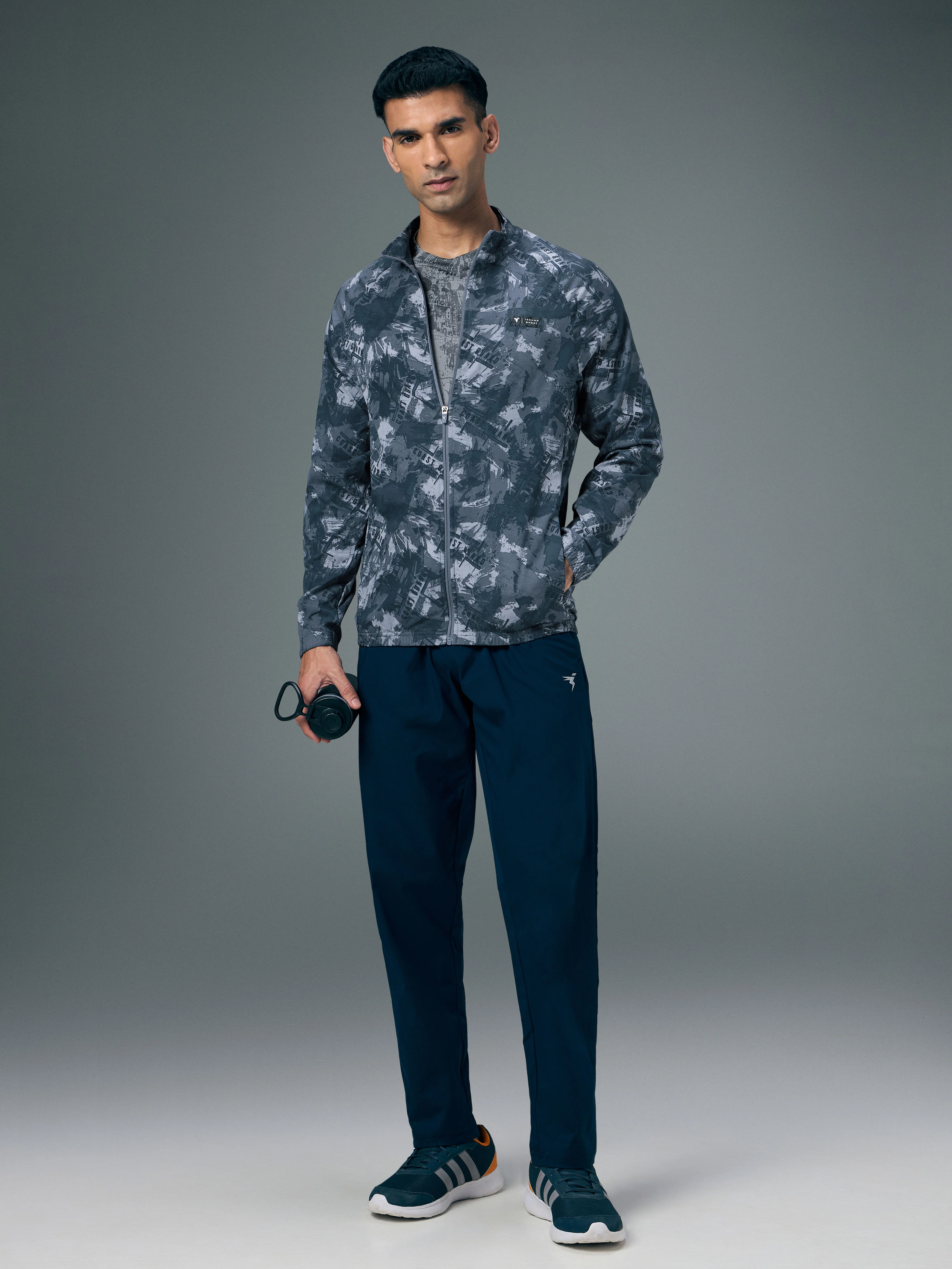 Men Printed Slim Fit Mock Neck Jacket with TS FLEXI - Image 5