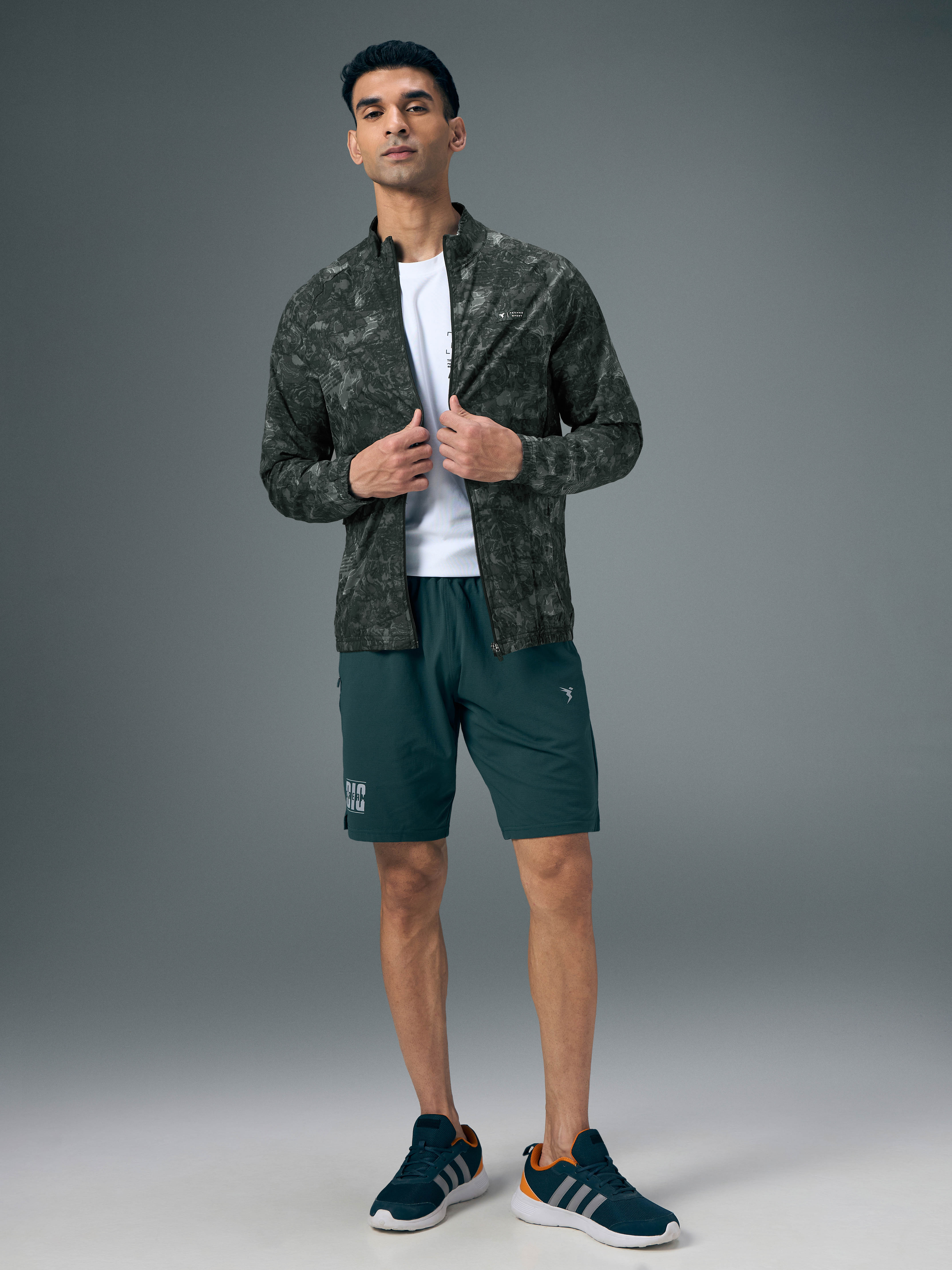 Men Printed Slim Fit Mock Neck Jacket with TS FLEXI - Image 5