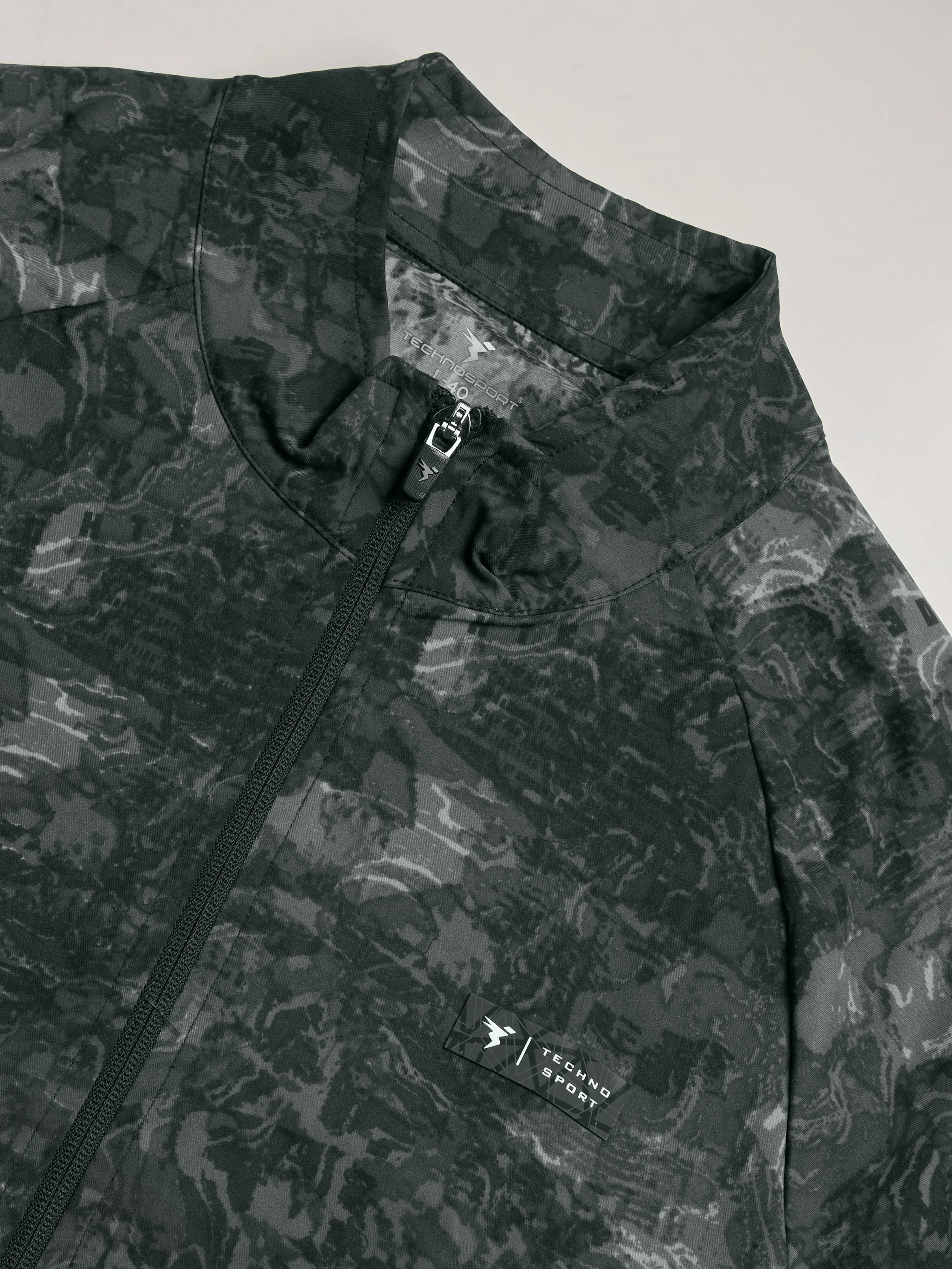 Men Printed Slim Fit Mock Neck Jacket with TS FLEXI - Image 7