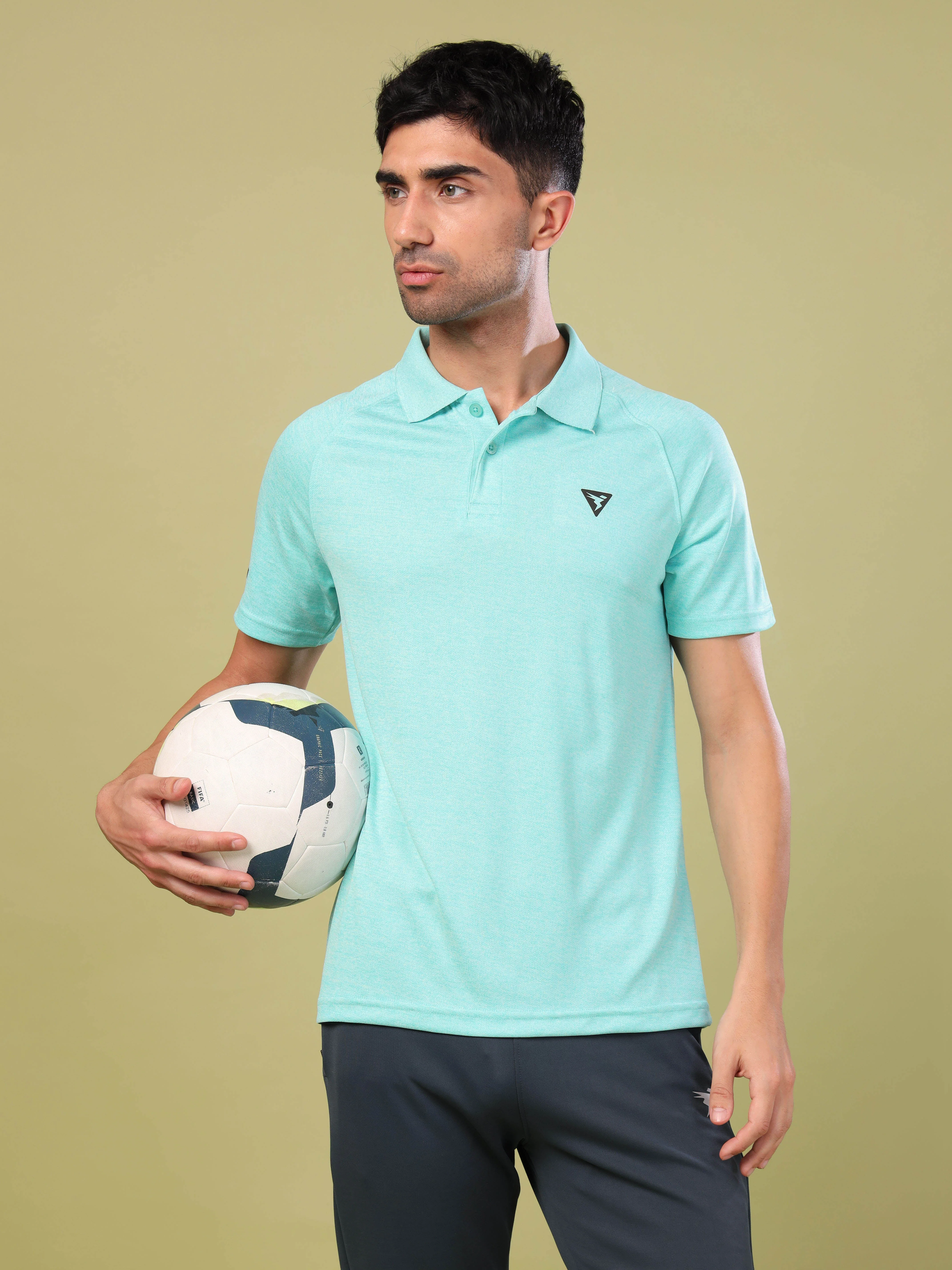 Men Melange Slim Fit Polo T-shirt with DOUBLE COOL