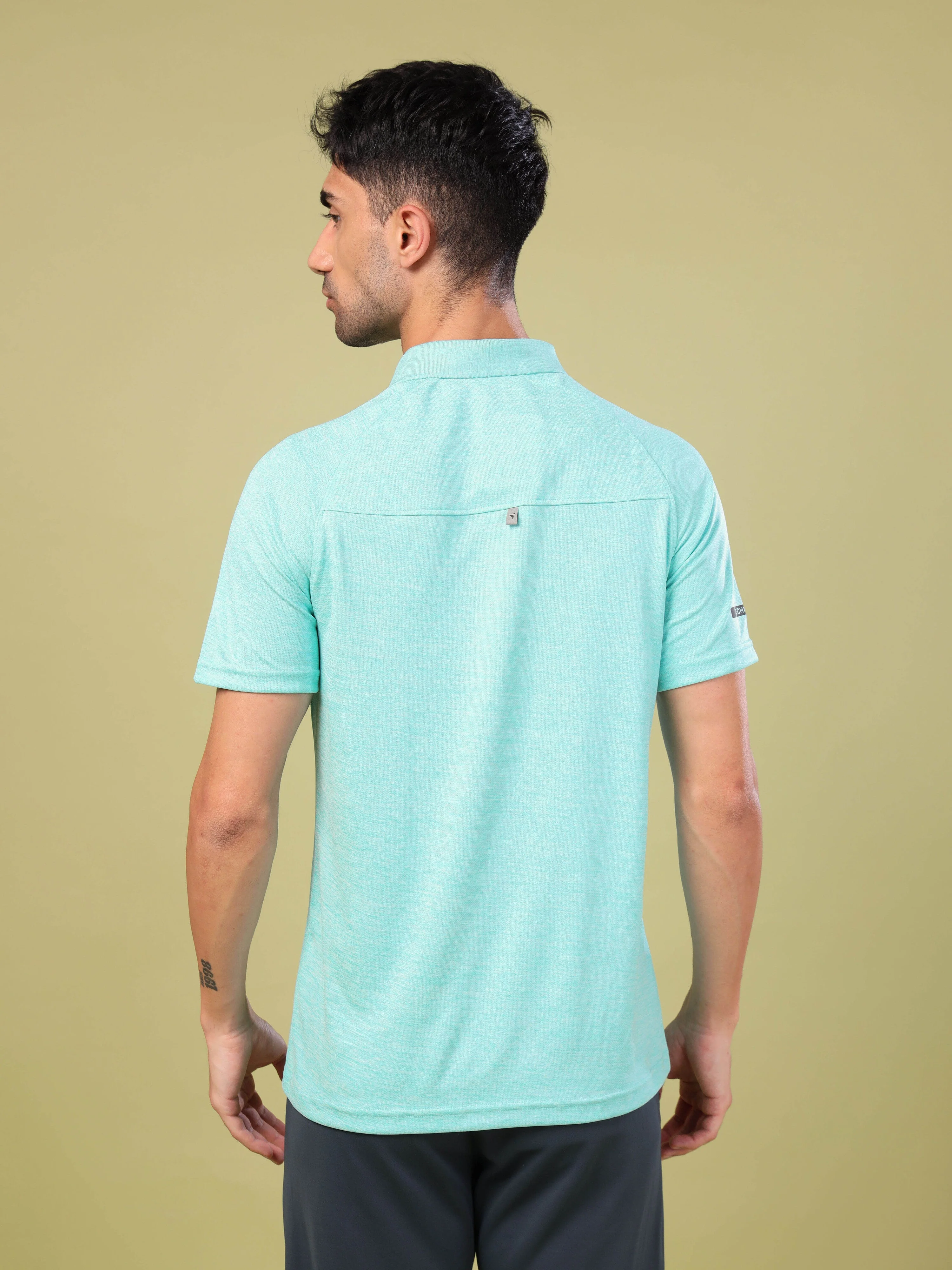 Men Melange Slim Fit Polo T-shirt with DOUBLE COOL - Image 3