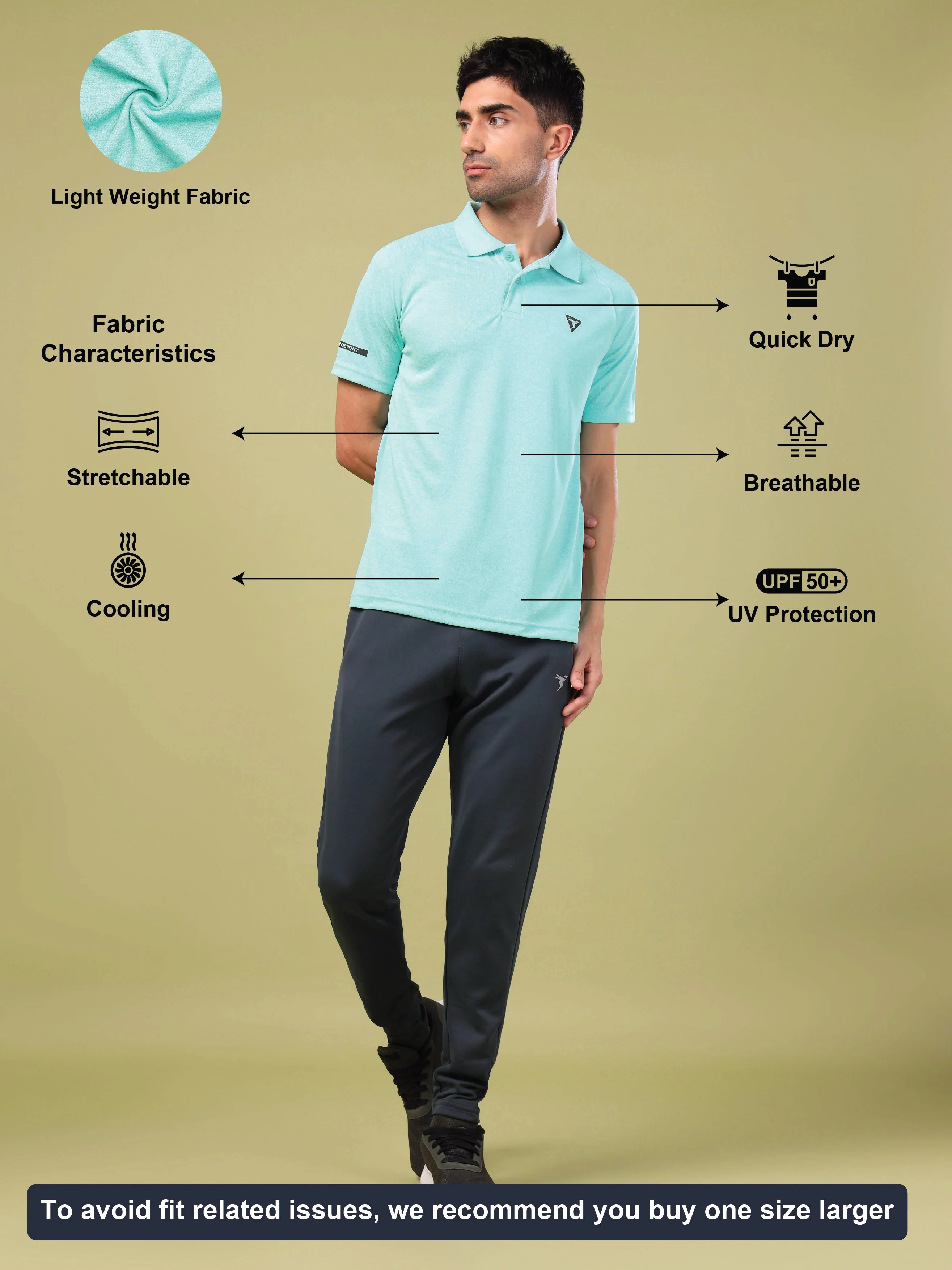 Men Melange Slim Fit Polo T-shirt with DOUBLE COOL - Image 4