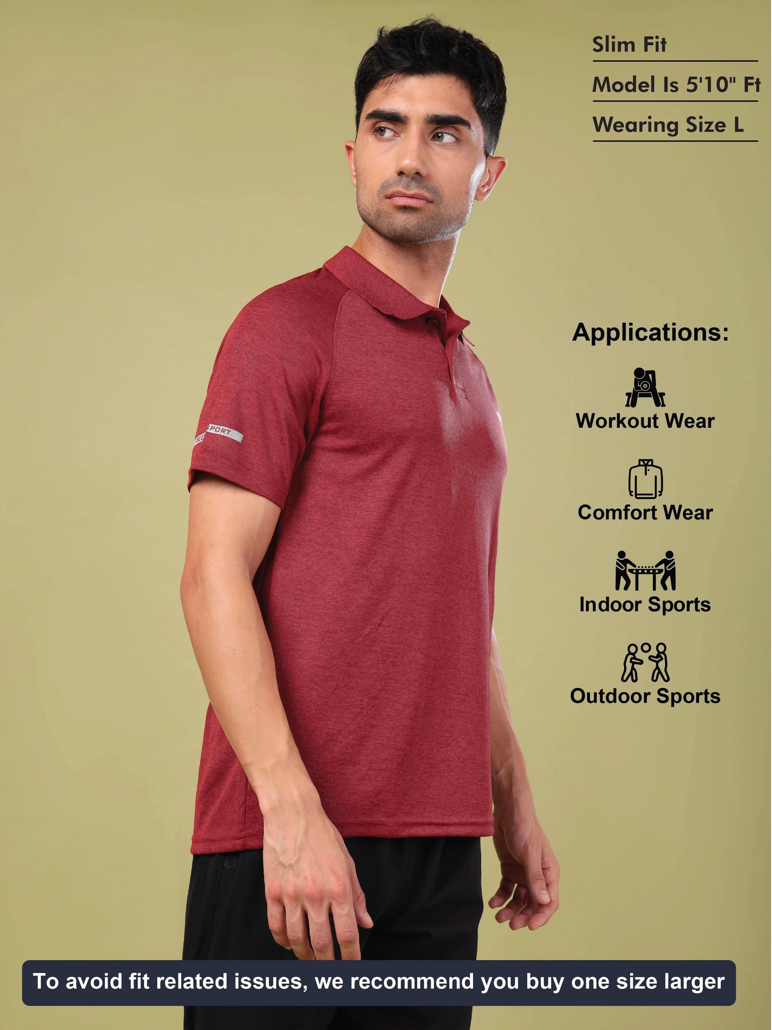 Men Melange Slim Fit Polo T-shirt with DOUBLE COOL - Image 5