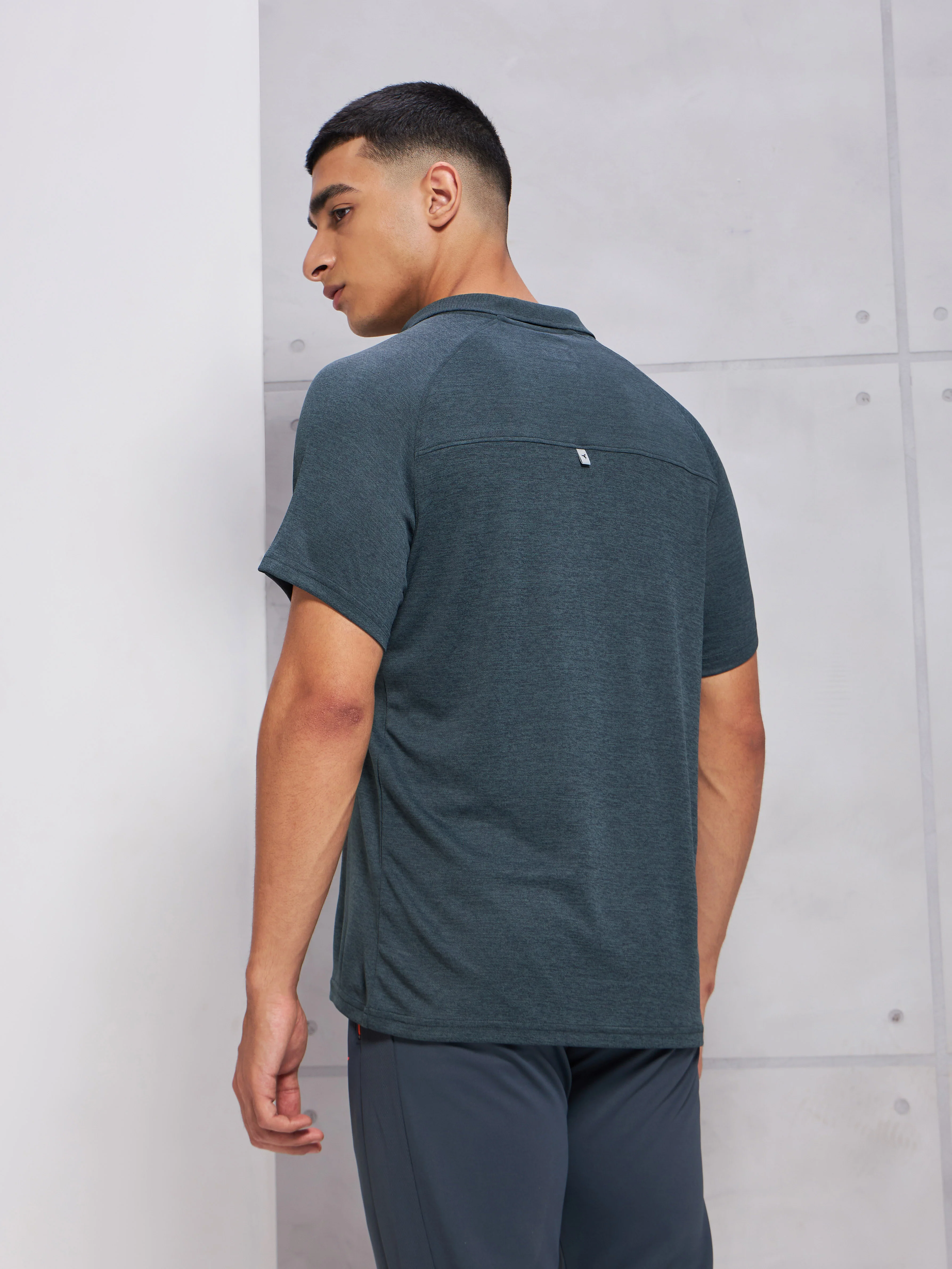 Men Melange Slim Fit Polo T-shirt with DOUBLE COOL - Image 3