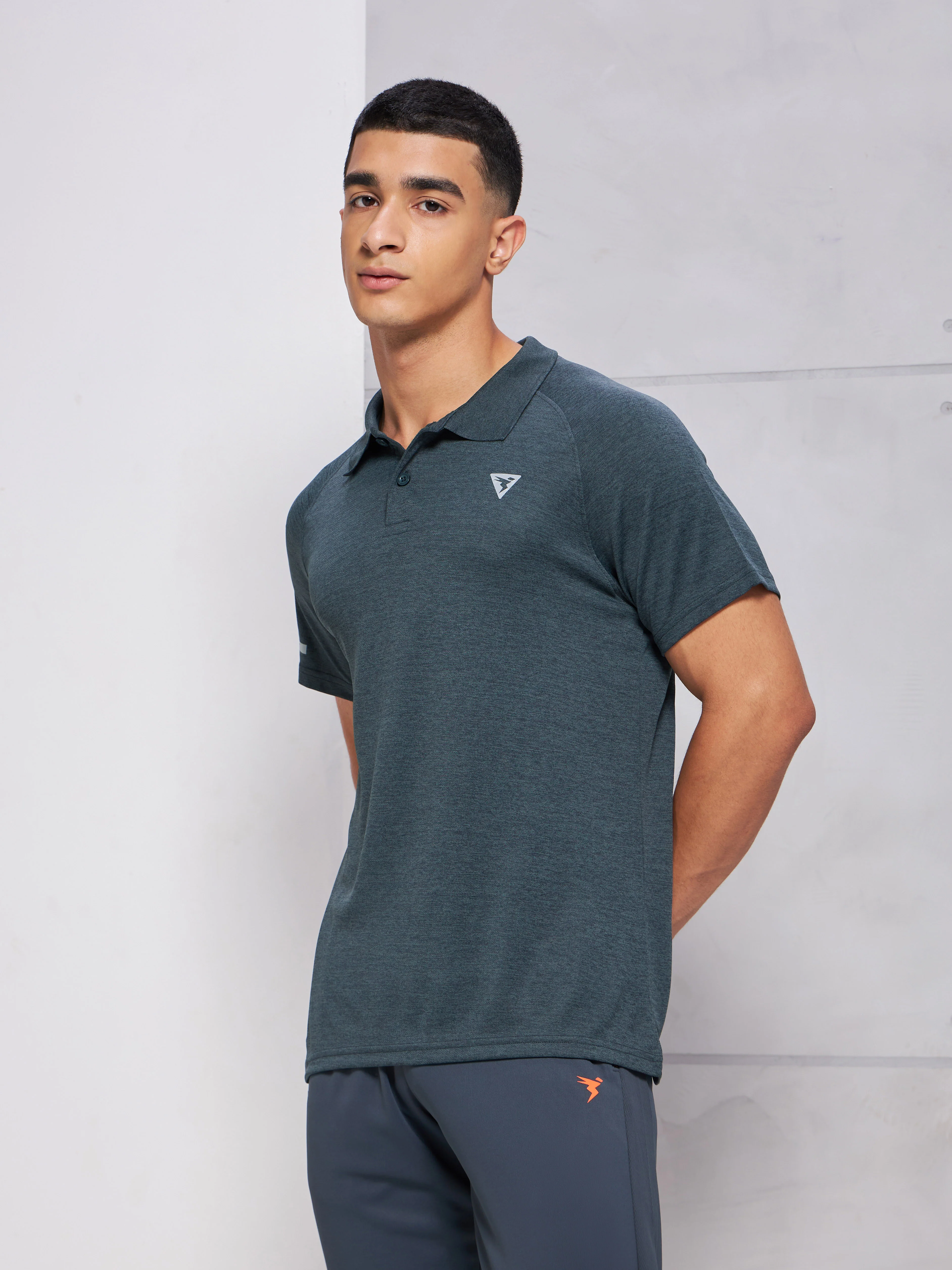 Men Melange Slim Fit Polo T-shirt with DOUBLE COOL - Image 4