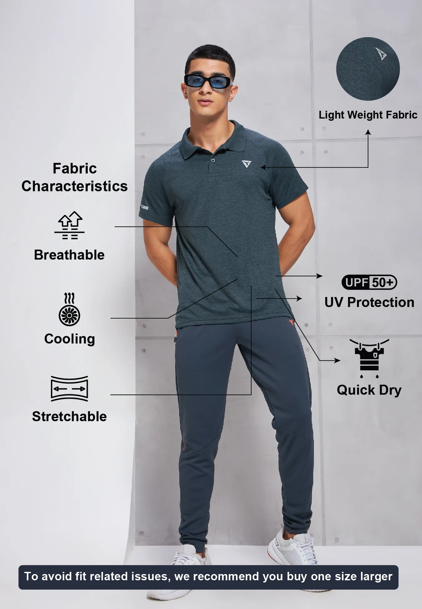Men Melange Slim Fit Polo T-shirt with DOUBLE COOL - Image 5